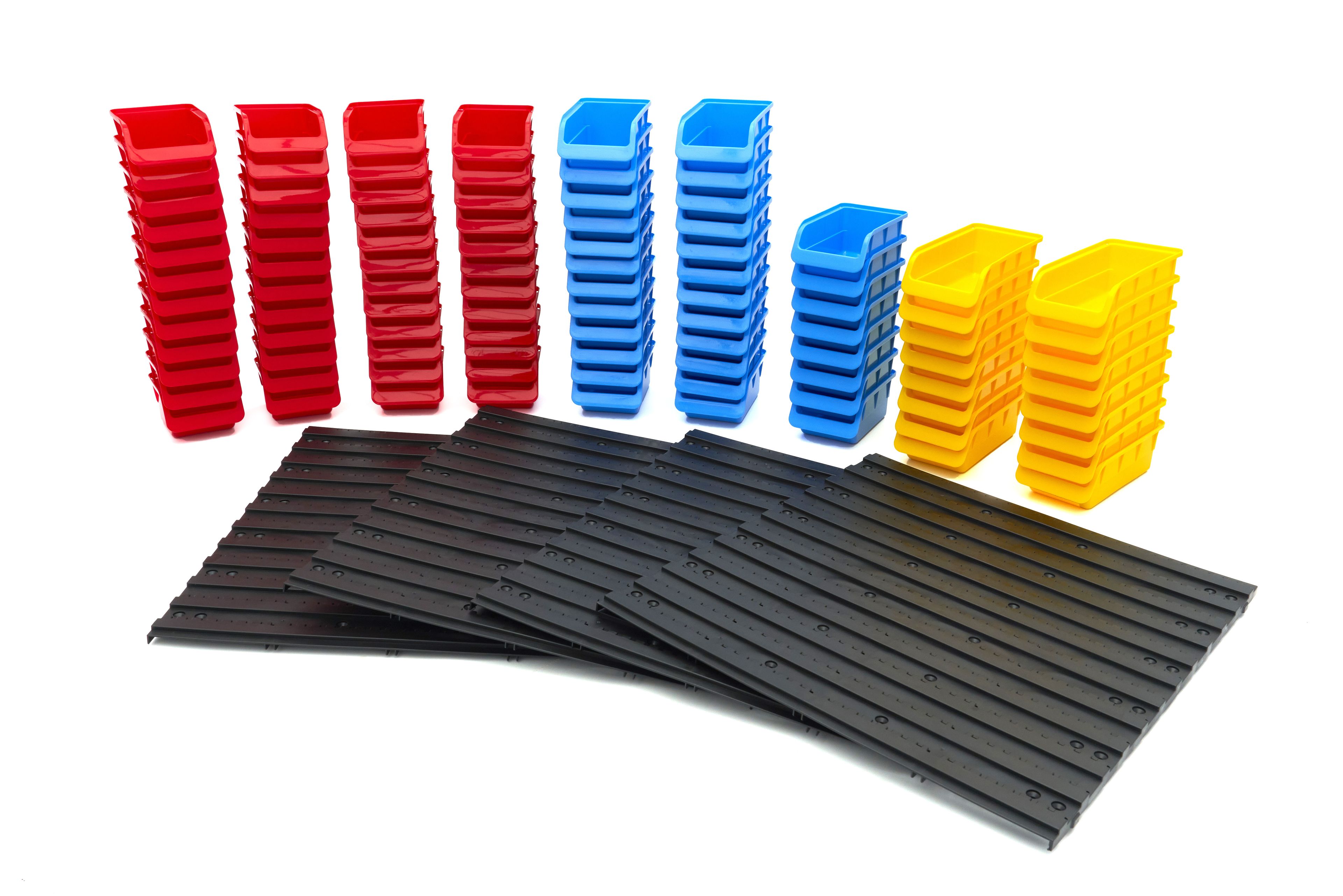 HBM Panneau porte-outils avec 96 bacs de rangement en 3 tailles, ensemble de 100 pièces