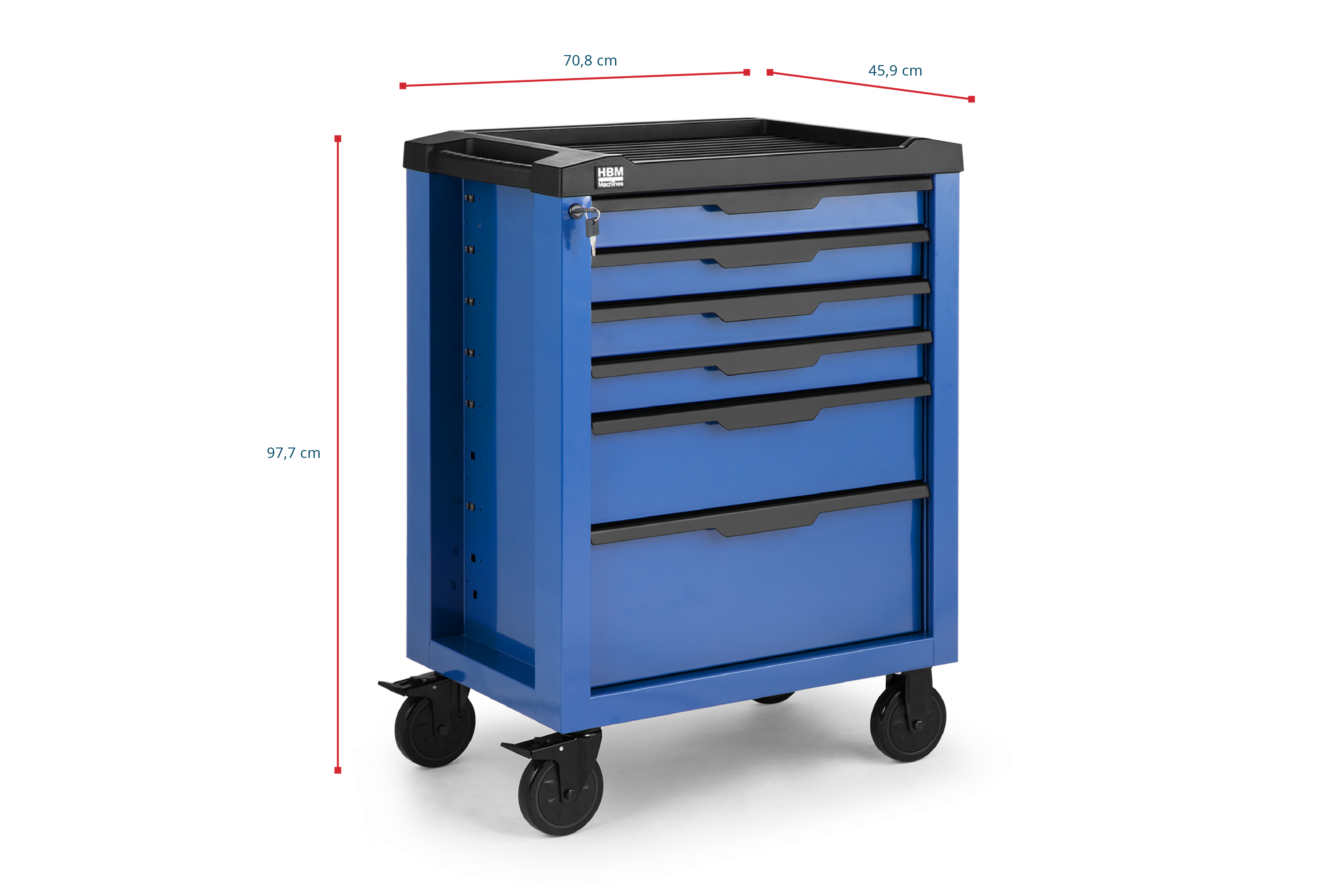 HBM Werkzeugwagen 6 Schubladen, 70,8 cm, blau Image 6