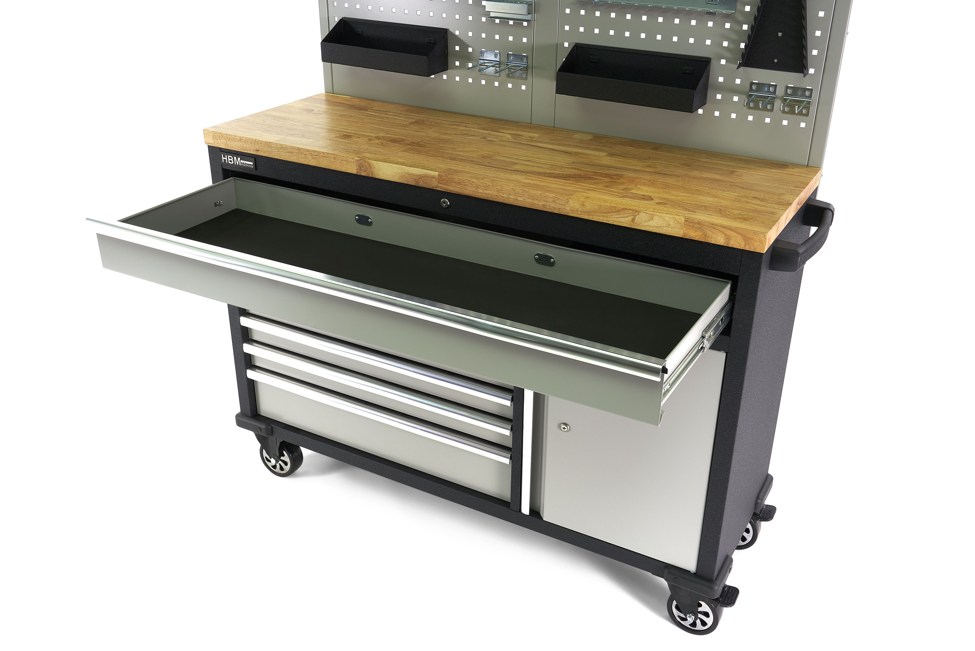 HBM werkbank 136 cm verrijdbaar met 7 laden, deur en kastenwand, inclusief accessoires, grijs Image 8