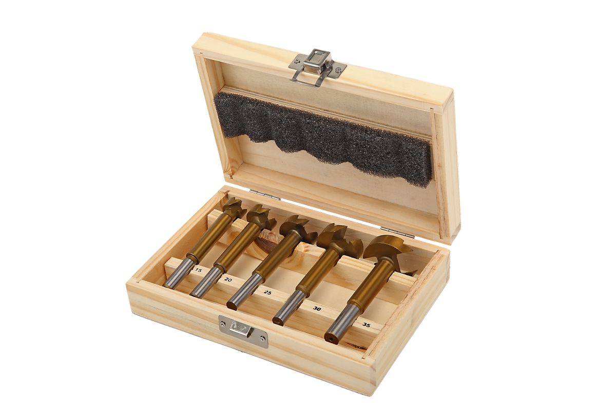 HBM 5 Juego de brocas con bisagra de 5 piezas - Juego de brocas Forstner de 15 a 35 mm