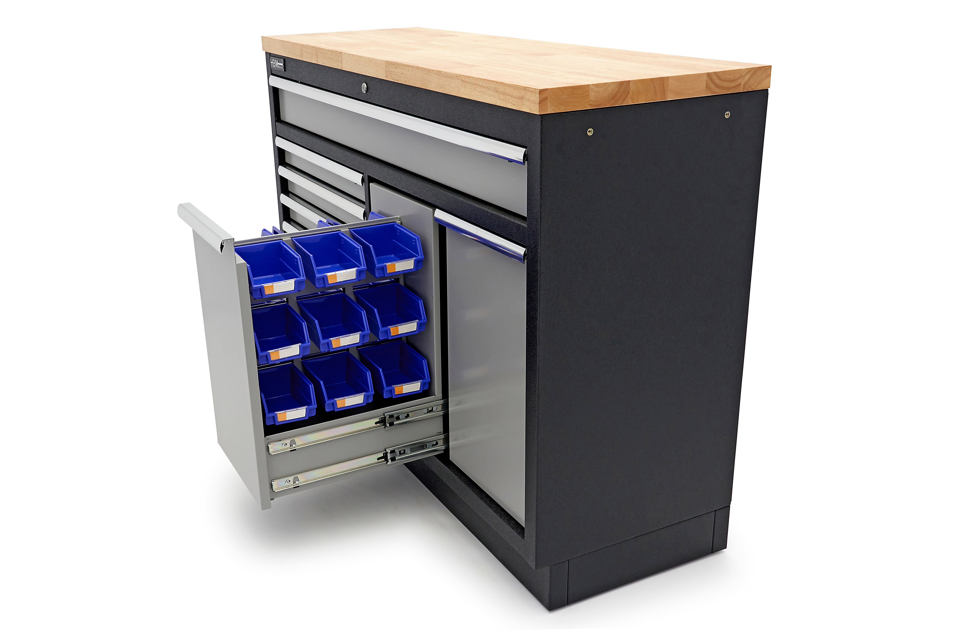 HBM 9 tiroirs 136 cm. Armoire à outils professionnelle, établi pour équipement d'atelier Image 13