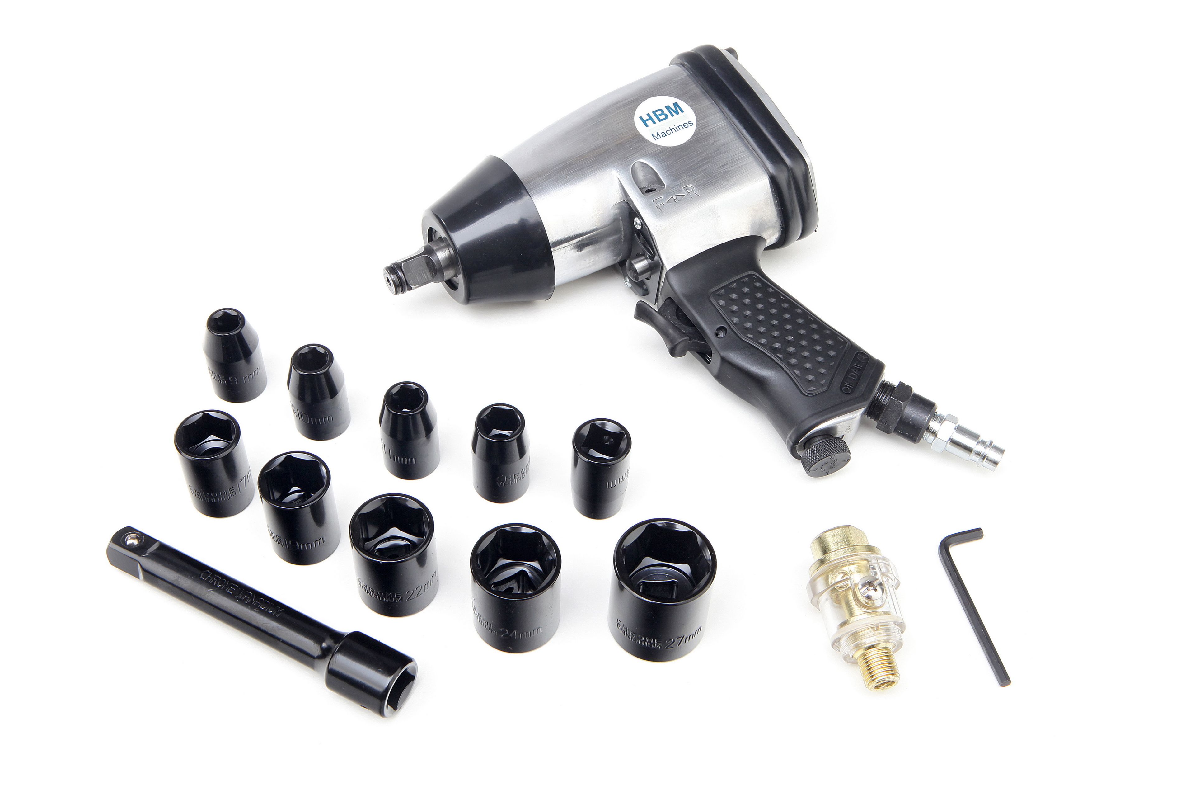 HBM 17 Delige 1/2 inch Slagmoersleutelset