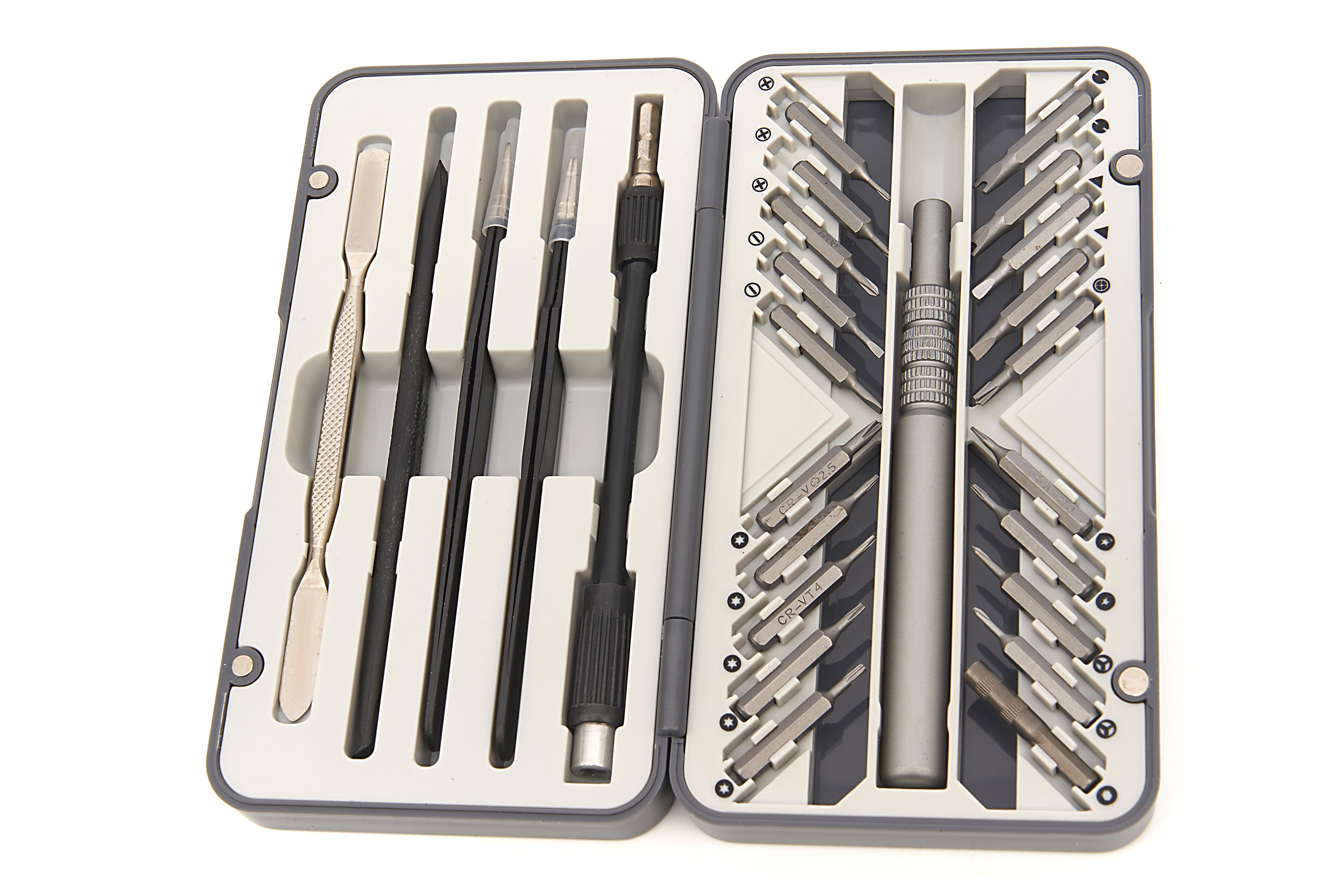 HBM Set di Cacciaviti di Precisione da 26 Pezzi, Bitset con prolungamento flessibile, 2 pinzette e 2 spatole universali