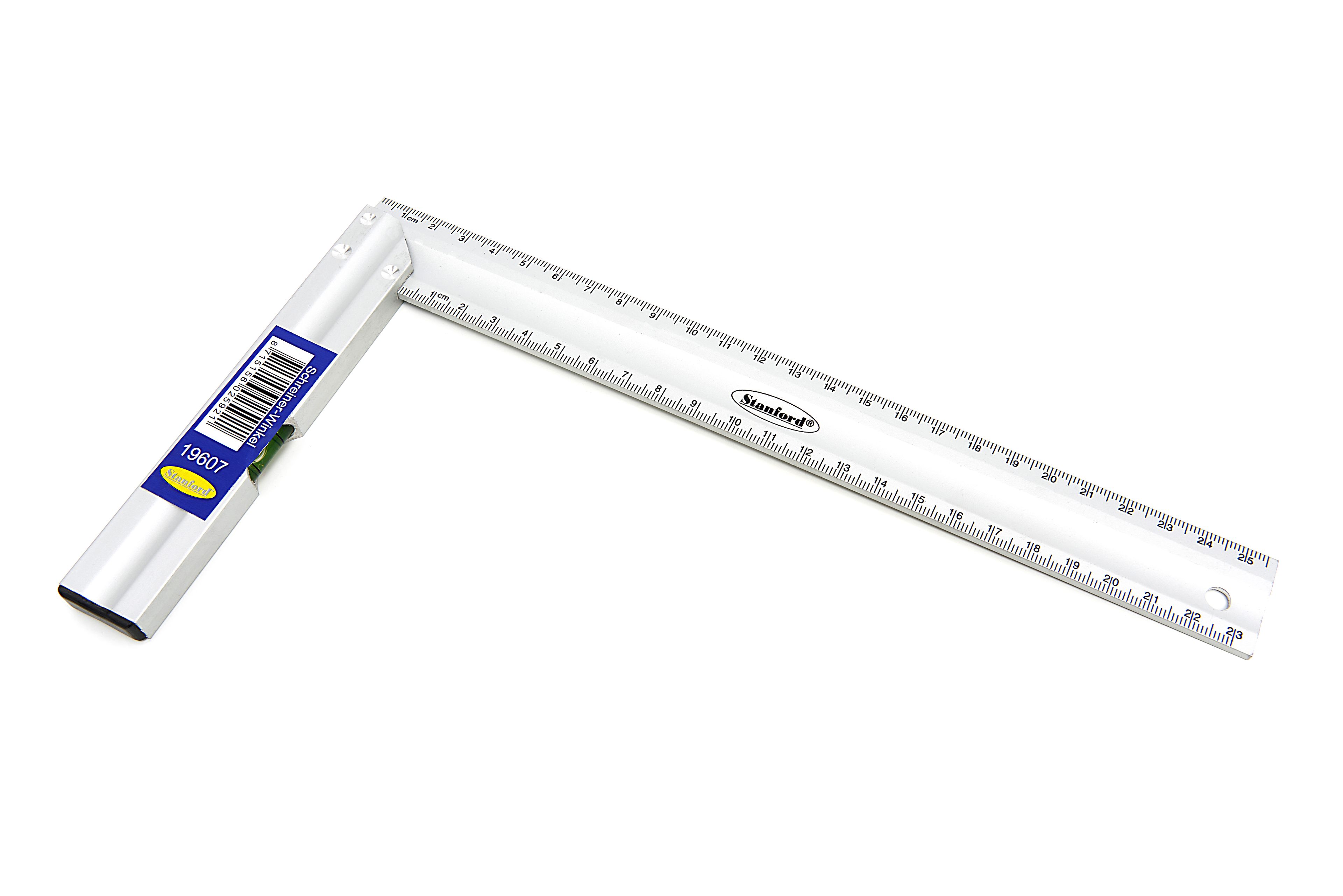 HBM 150 mm. Aluminium Blokhaak, Winkelhaak met Waterpas