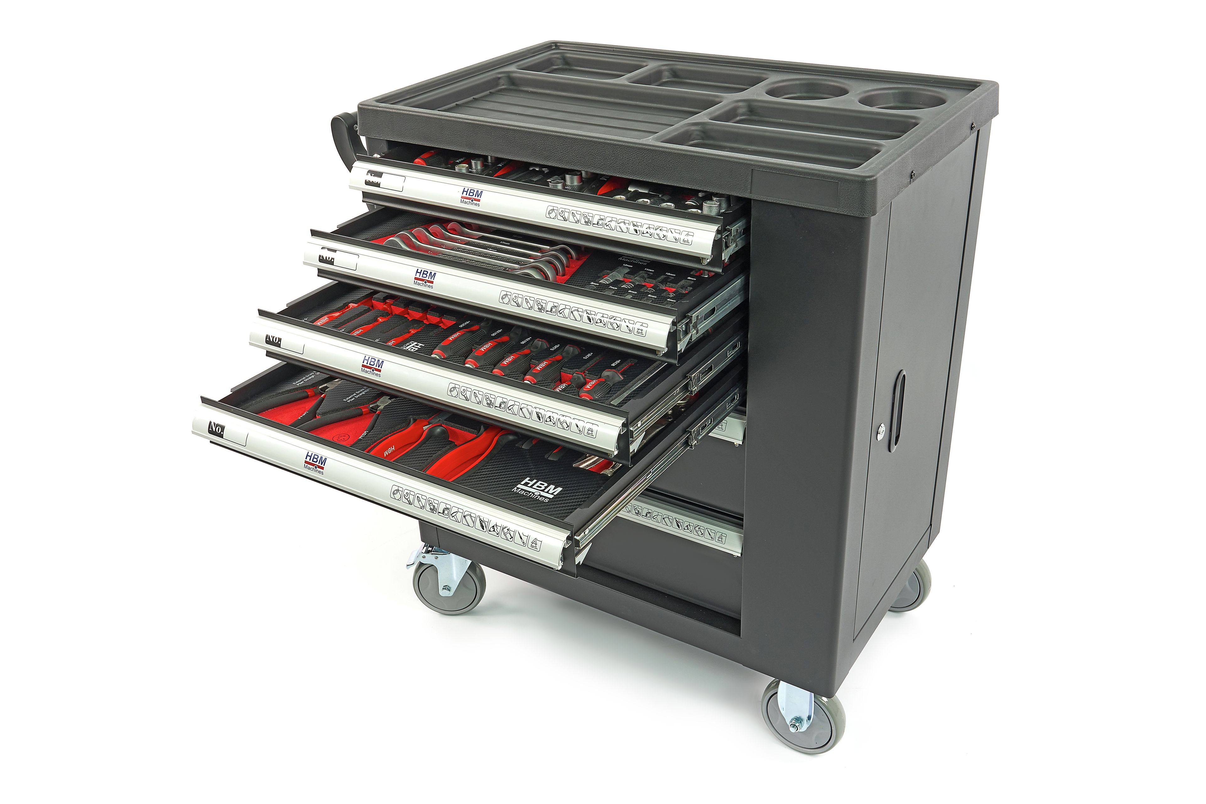Carro de herramientas lleno HBM Premium con puerta - 154 piezas Image 28