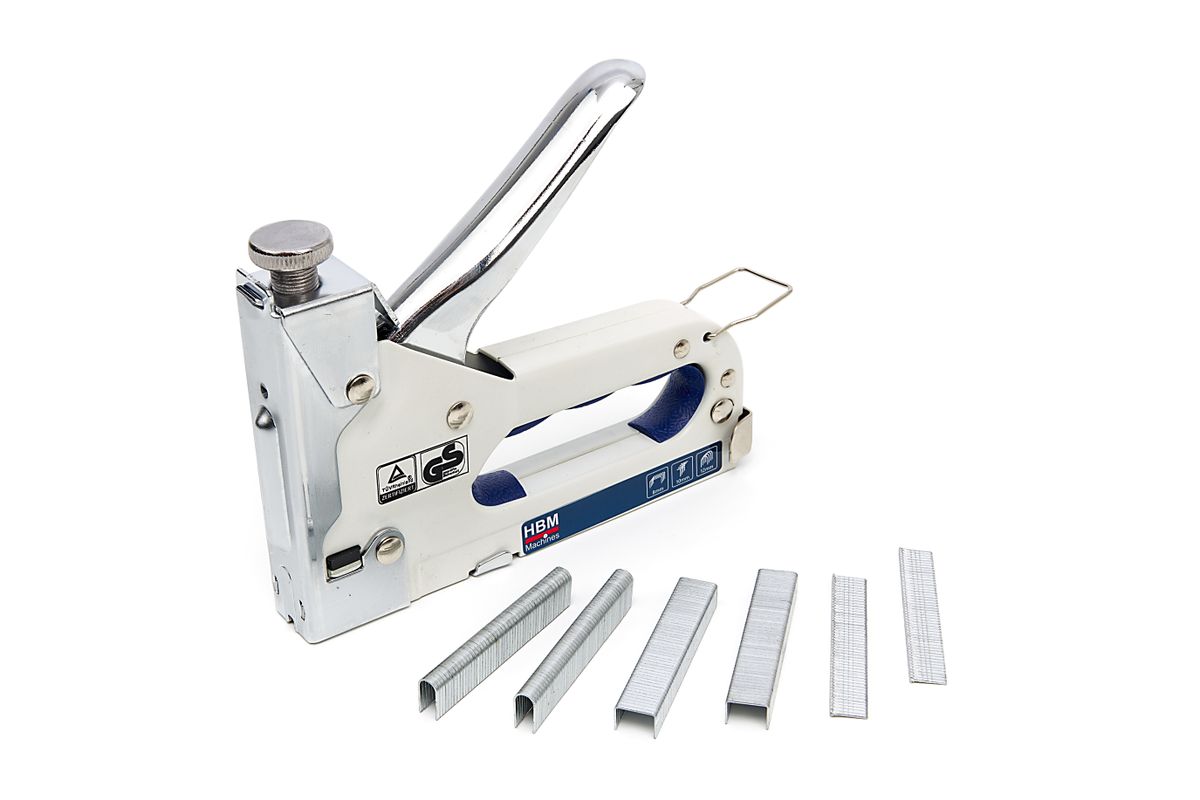 Grapadora Manual de Acero HBM 3 en 1, Grapadora para Grapas, Clavos y Tornillos