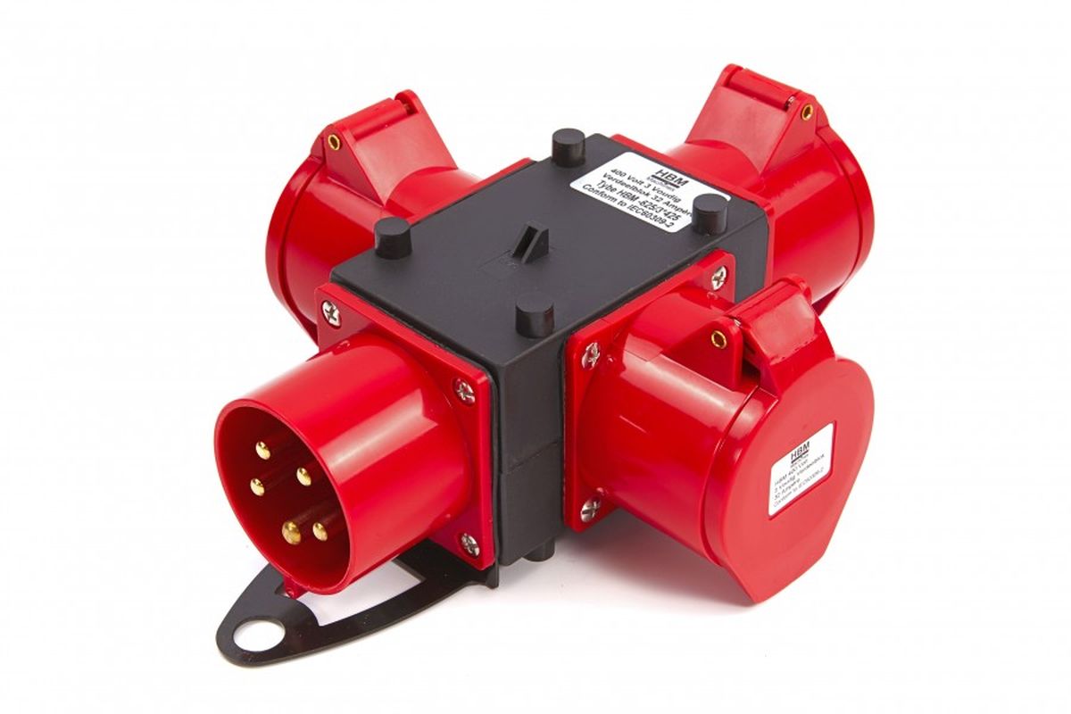 HBM 400 Voltios Bloque de distribución de 3 vías 32 Ampere