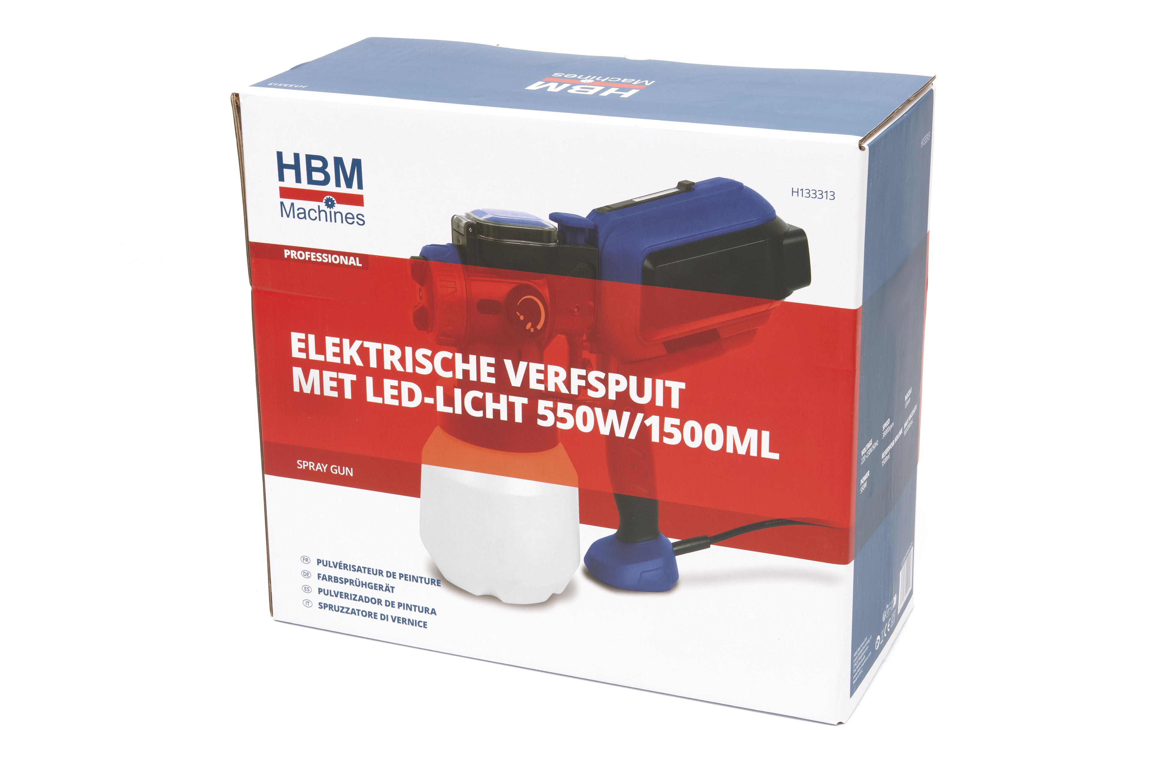 HBM elektrische verfspuit 550 Watt, 1500 ml, met LED licht Image 13