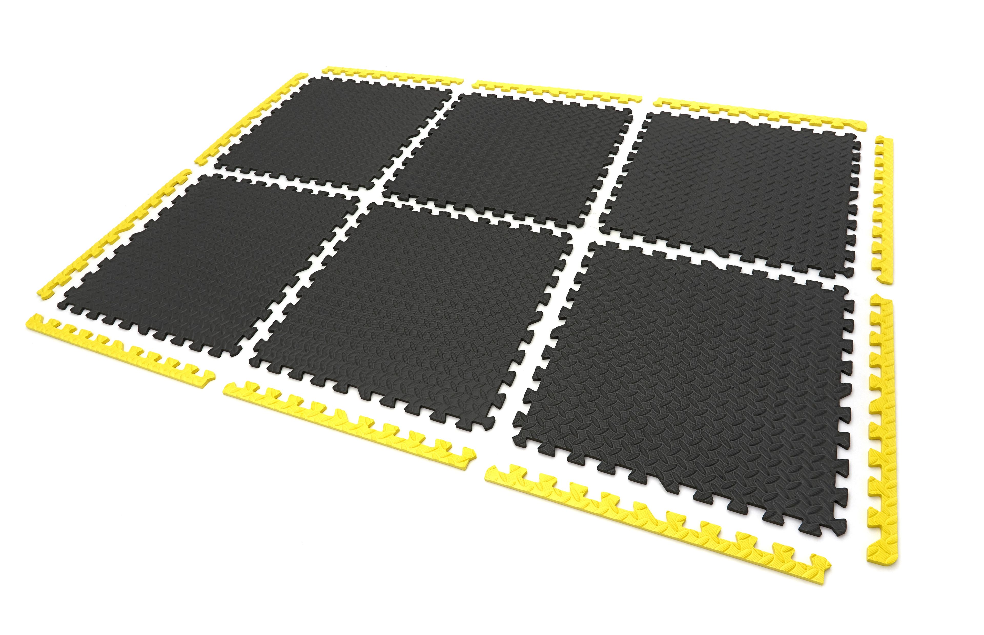 Jeu de dalles de sol EVA de HBM pour la protection des sols, 6 pièces, noir, jaune Image 5