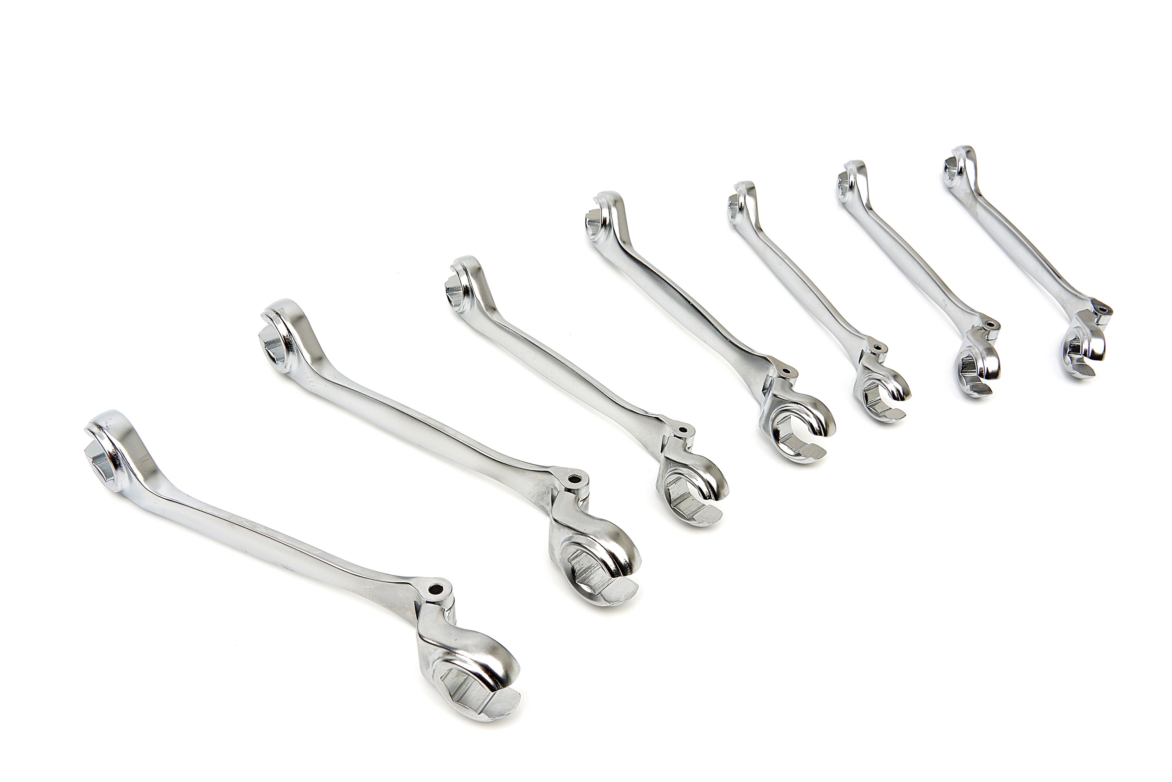 Juego de Llaves Abiertas Profesionales de 7 Piezas AOK para Líneas de Freno con Cabezas Inclinables Image 2