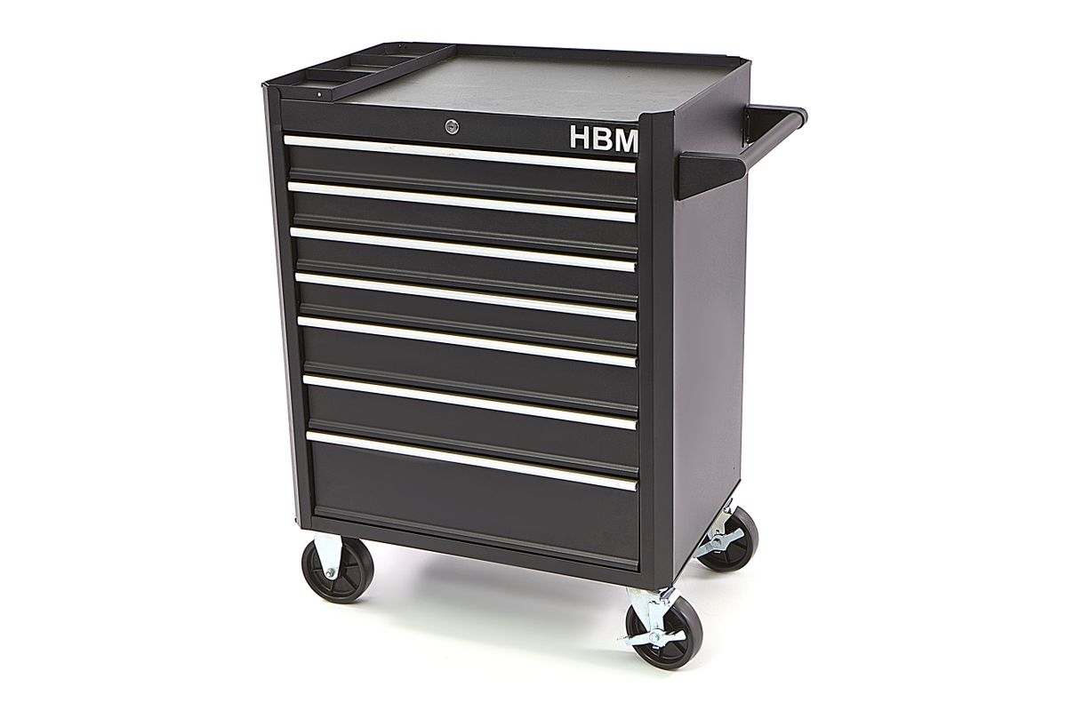 HBM carro de herramientas con 7 cajones, 66 cm, negro