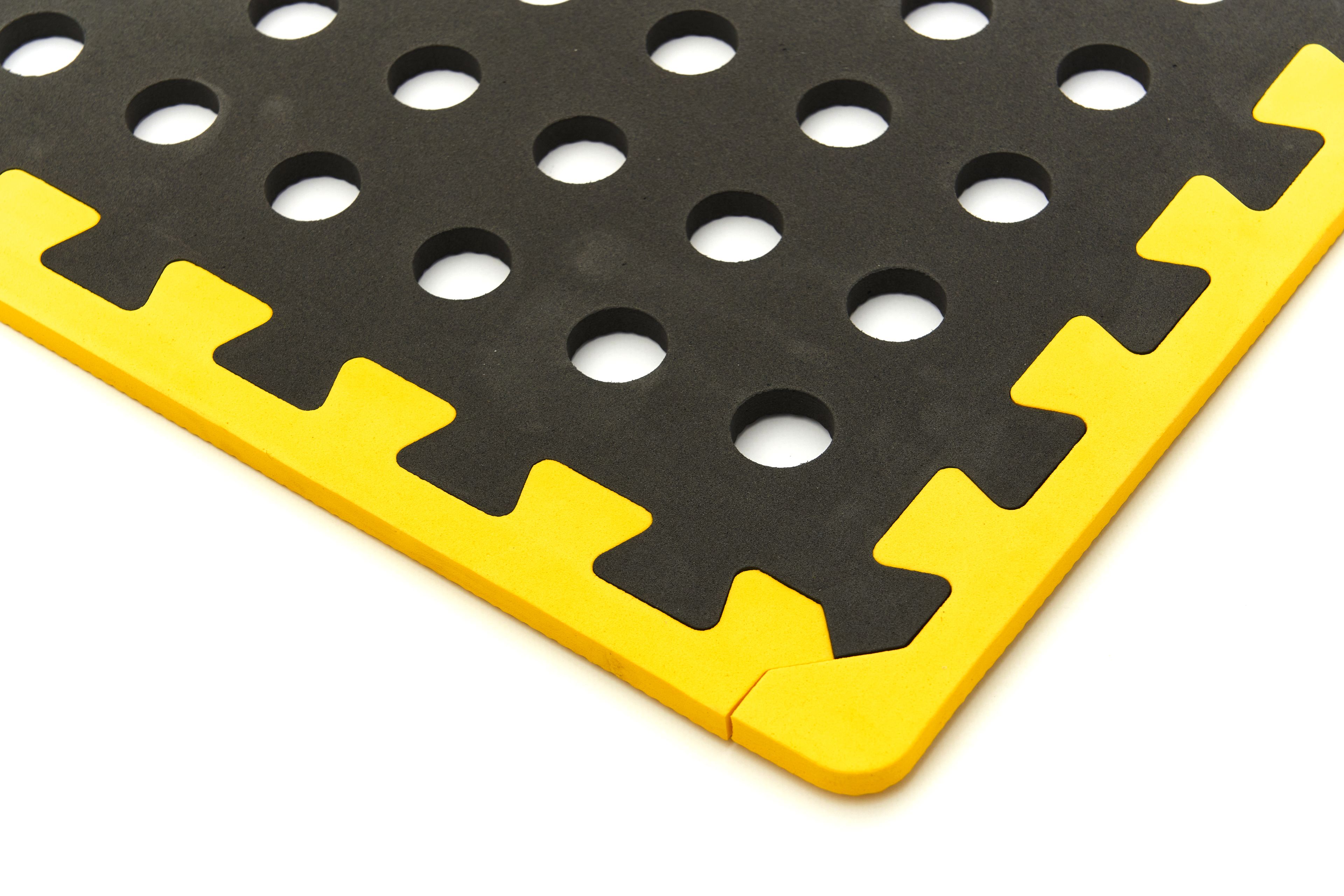 Conjunto de baldosas perforadas HBM EVA para protección del suelo, 4 piezas, negro, amarillo Image 6