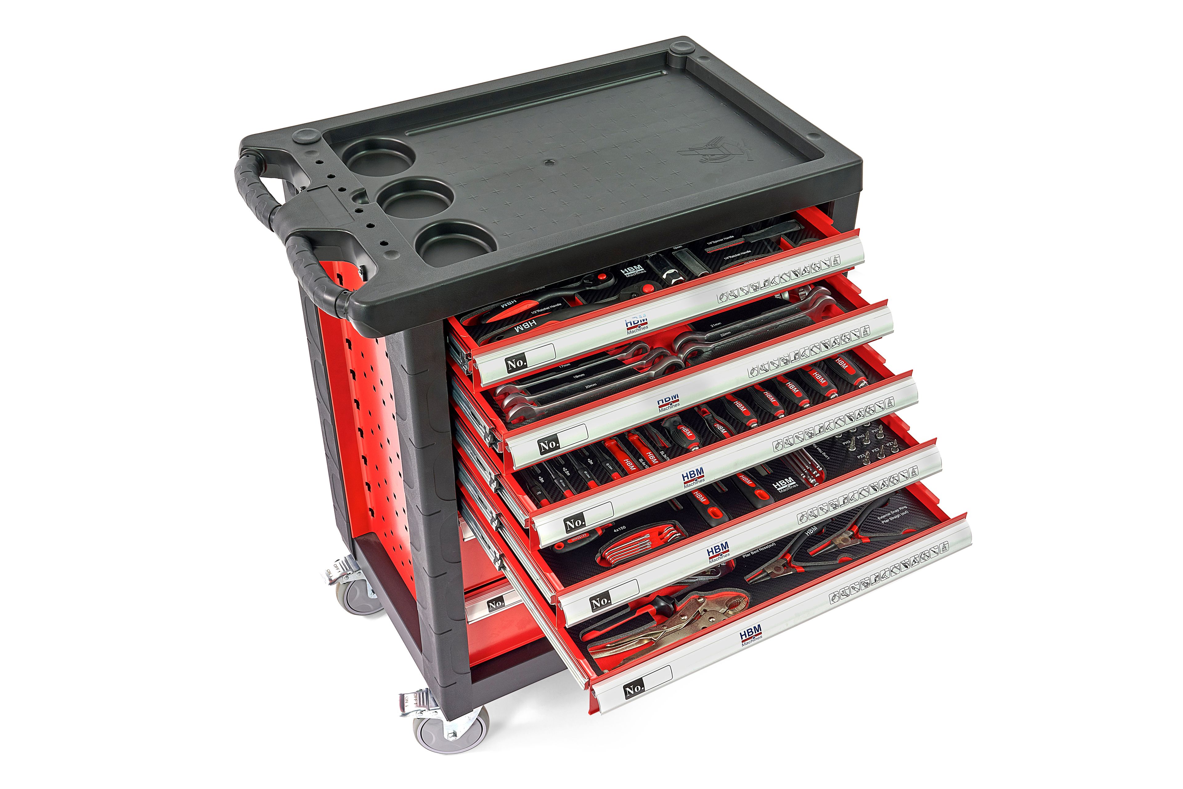 HBM gefüllter Werkstattwagen 196-teilig, rot Image 3