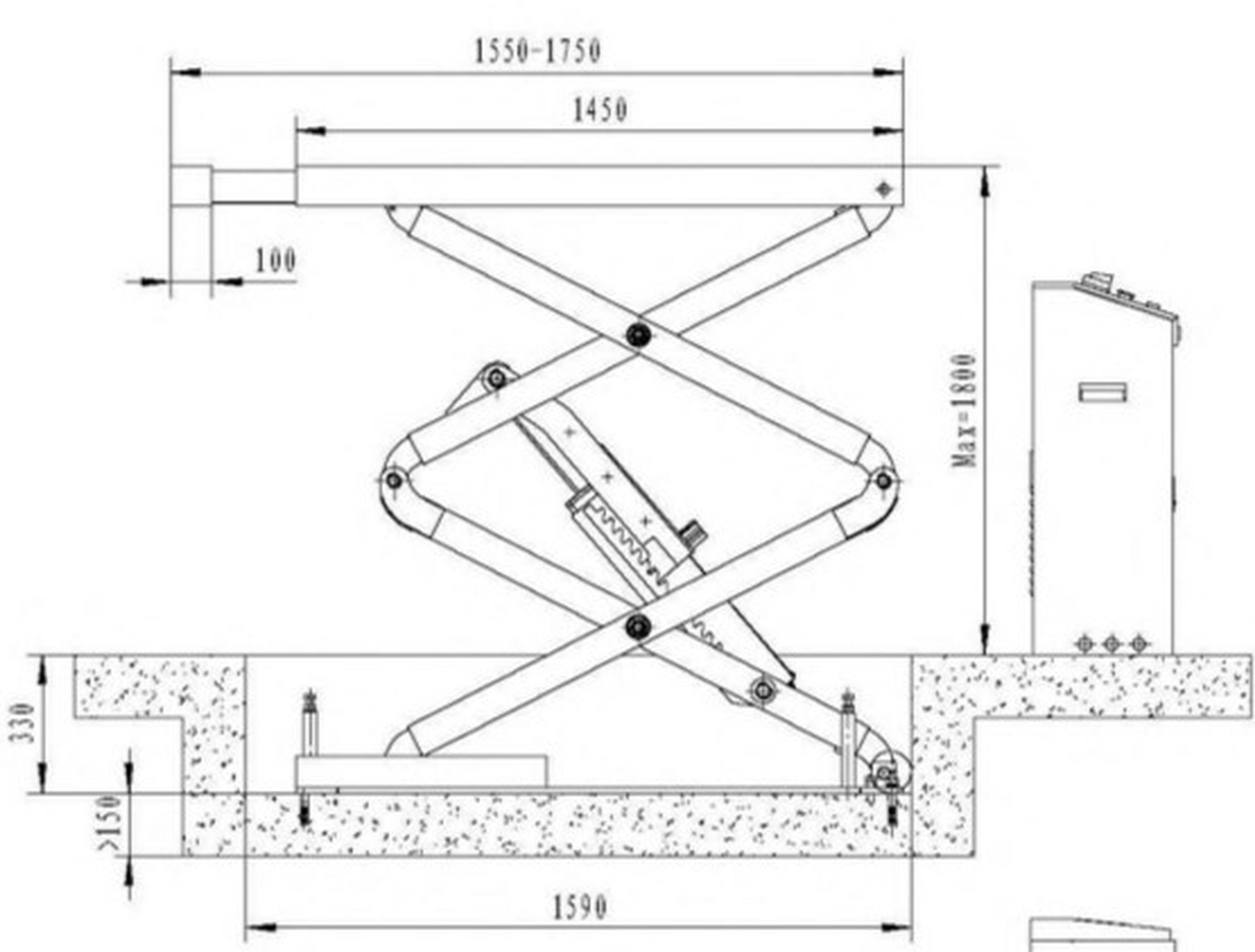 HBM Inbouw Hydraulische Schaar Hefbrug Met Pneumatische Ontgrendeling 3500 Kg Image 12