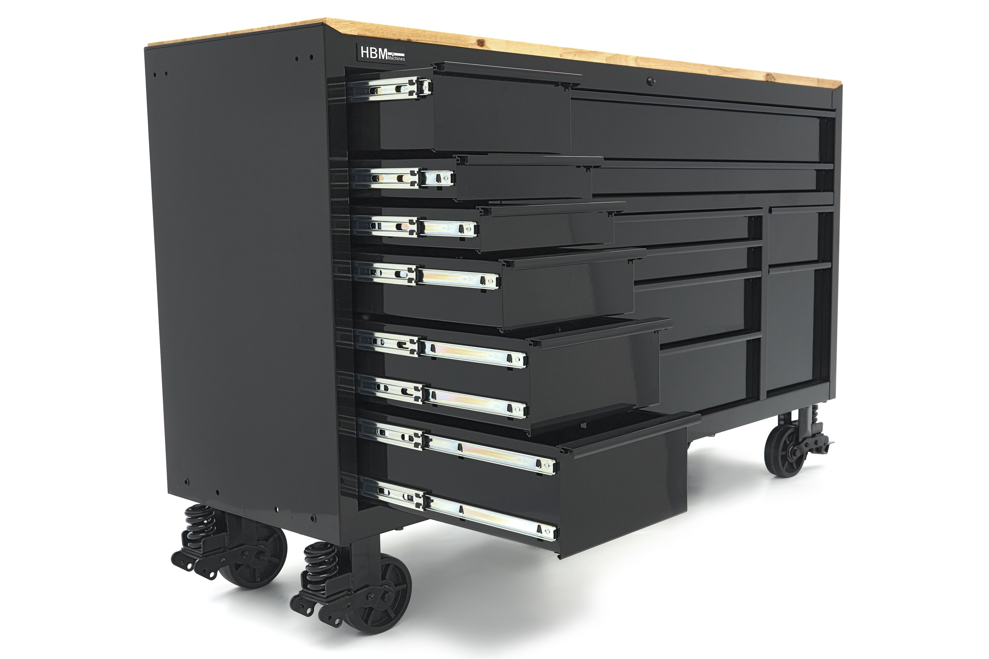 HBM gereedschapswagen, 14 laden, 182 cm, zwart Image 5