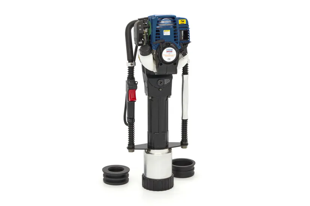 HBM Hincador de pilotes de gasolina profesional, martinete de 4 tiempos 38 cc, 120 mm