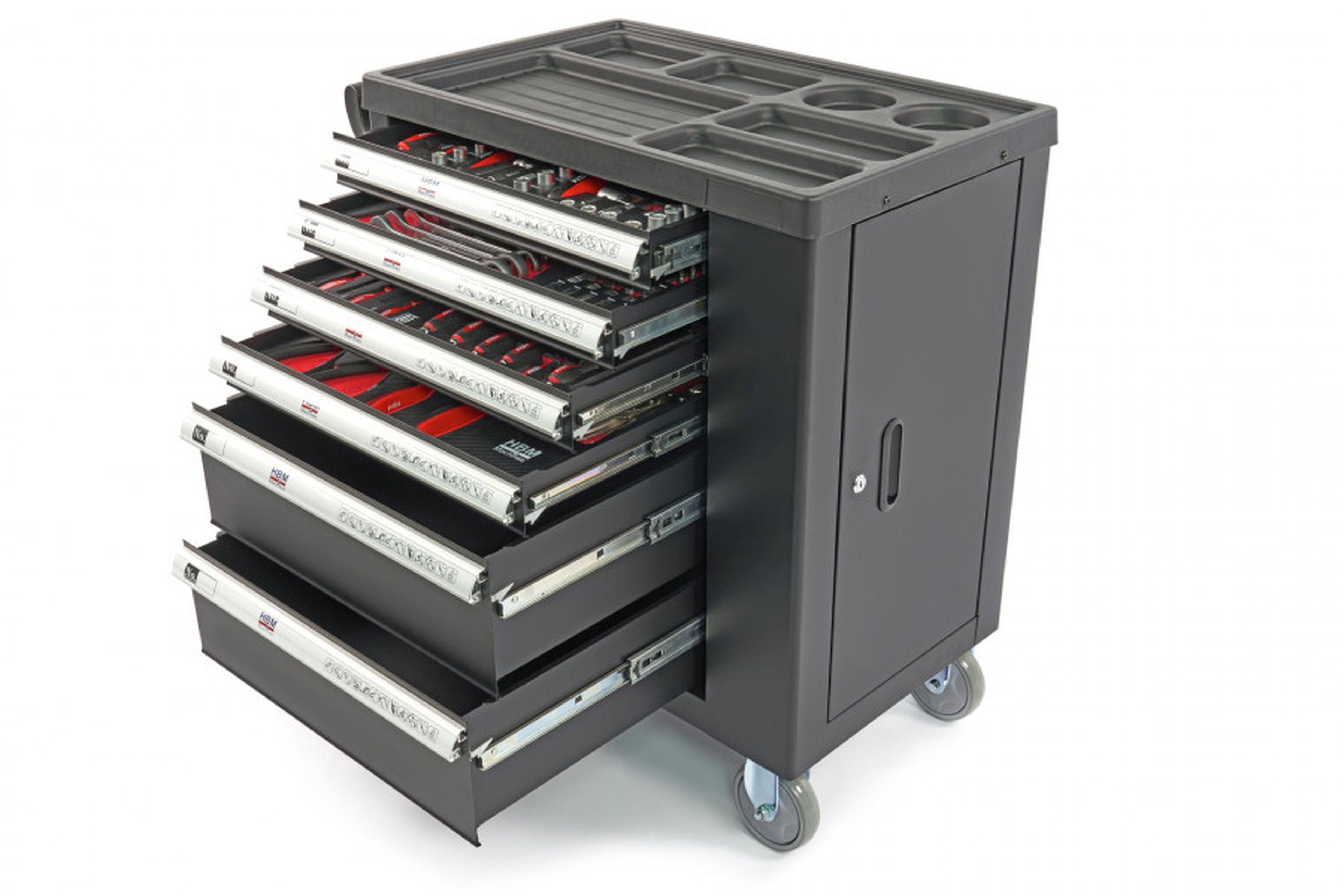 Carro de herramientas lleno HBM Premium con puerta - 154 piezas Image 11