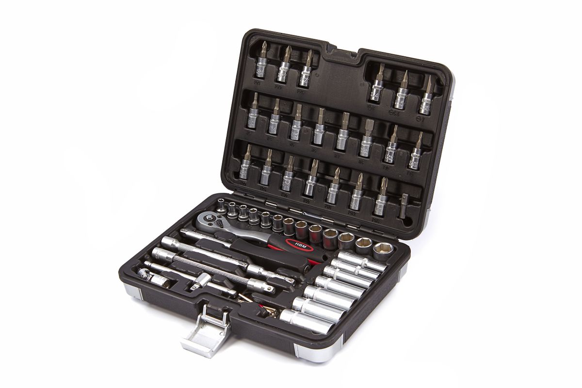 HBM 53-teiliger 1/4 inch Steckschlüsselsatz mit langen Steckschlüsseln