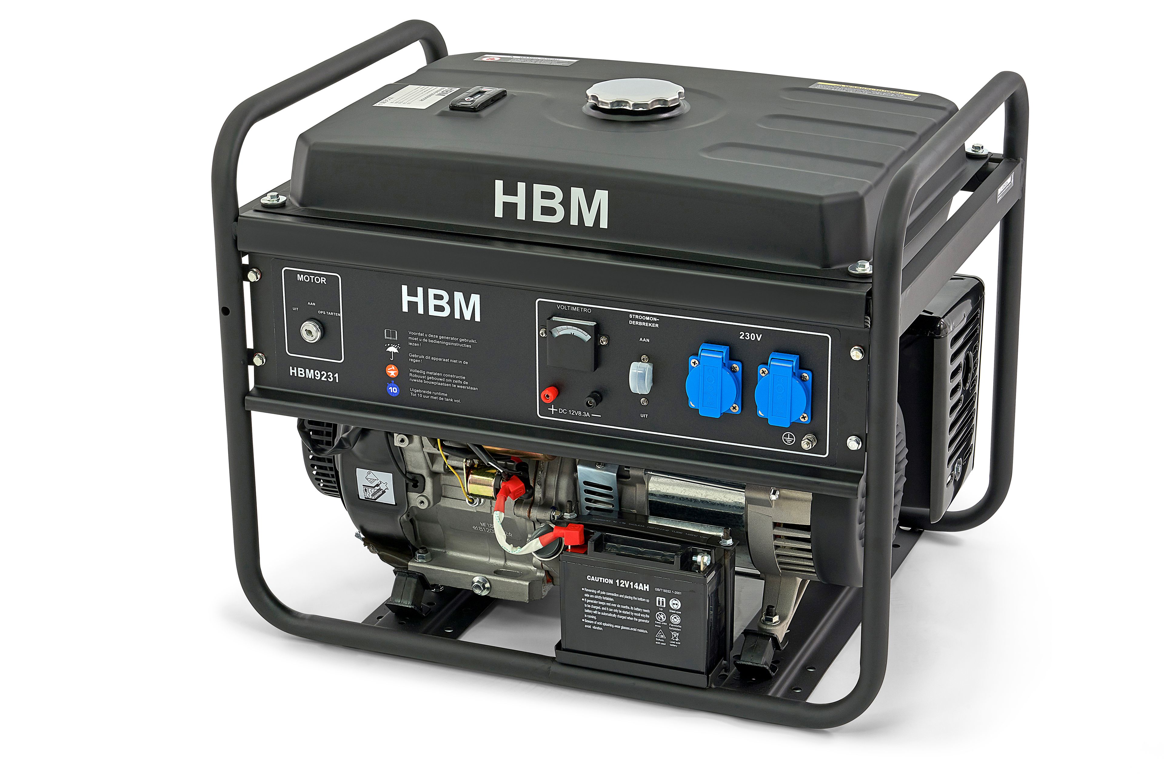 HBM aggregaat, generator met 390 cc OHV-benzinemotor 2x230V/12V 5500W