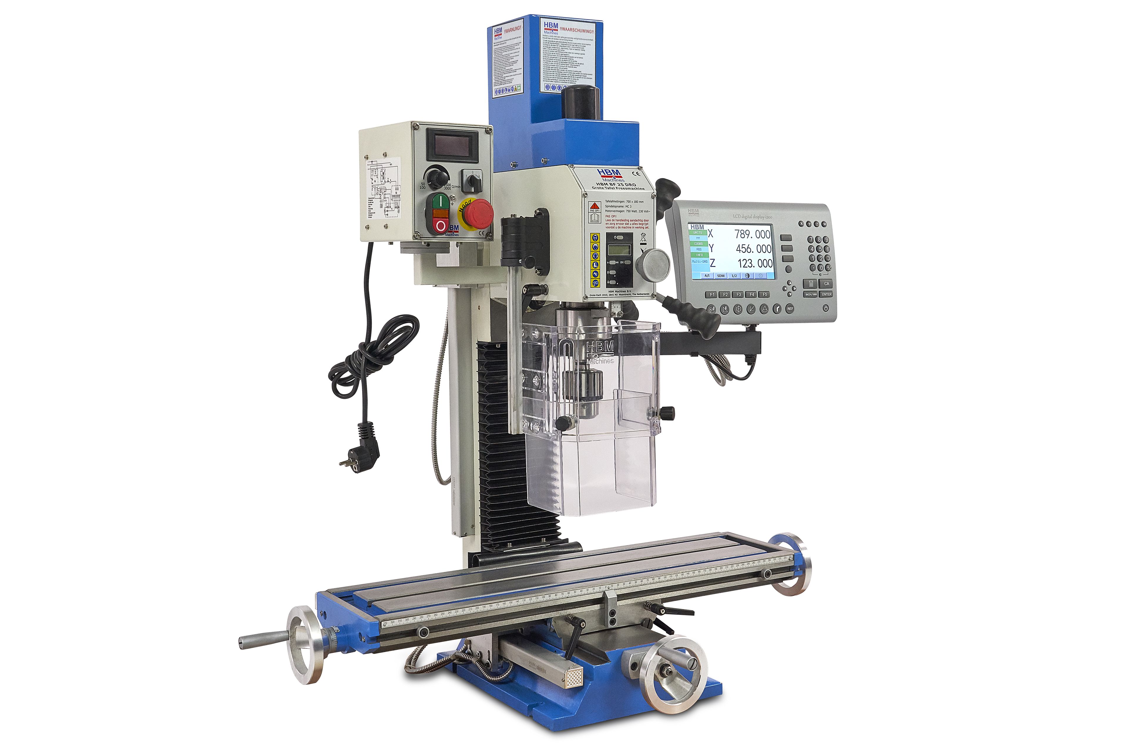 HBM BF 25 Fresatrice Tavola grande con sistema di lettura digitale LCD a 3 assi