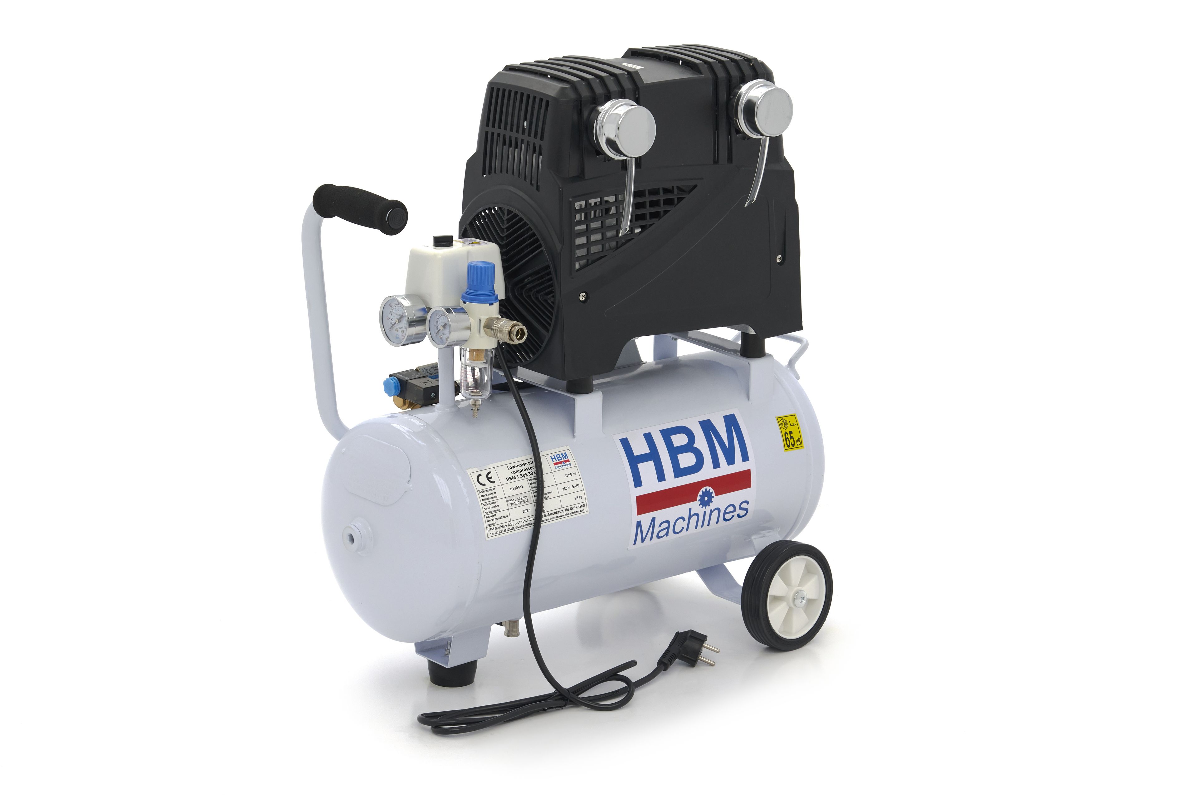 Compresor Profesional de Bajo Ruido HBM - 1.5 HP - 30 Litros Modelo 2 Image 4