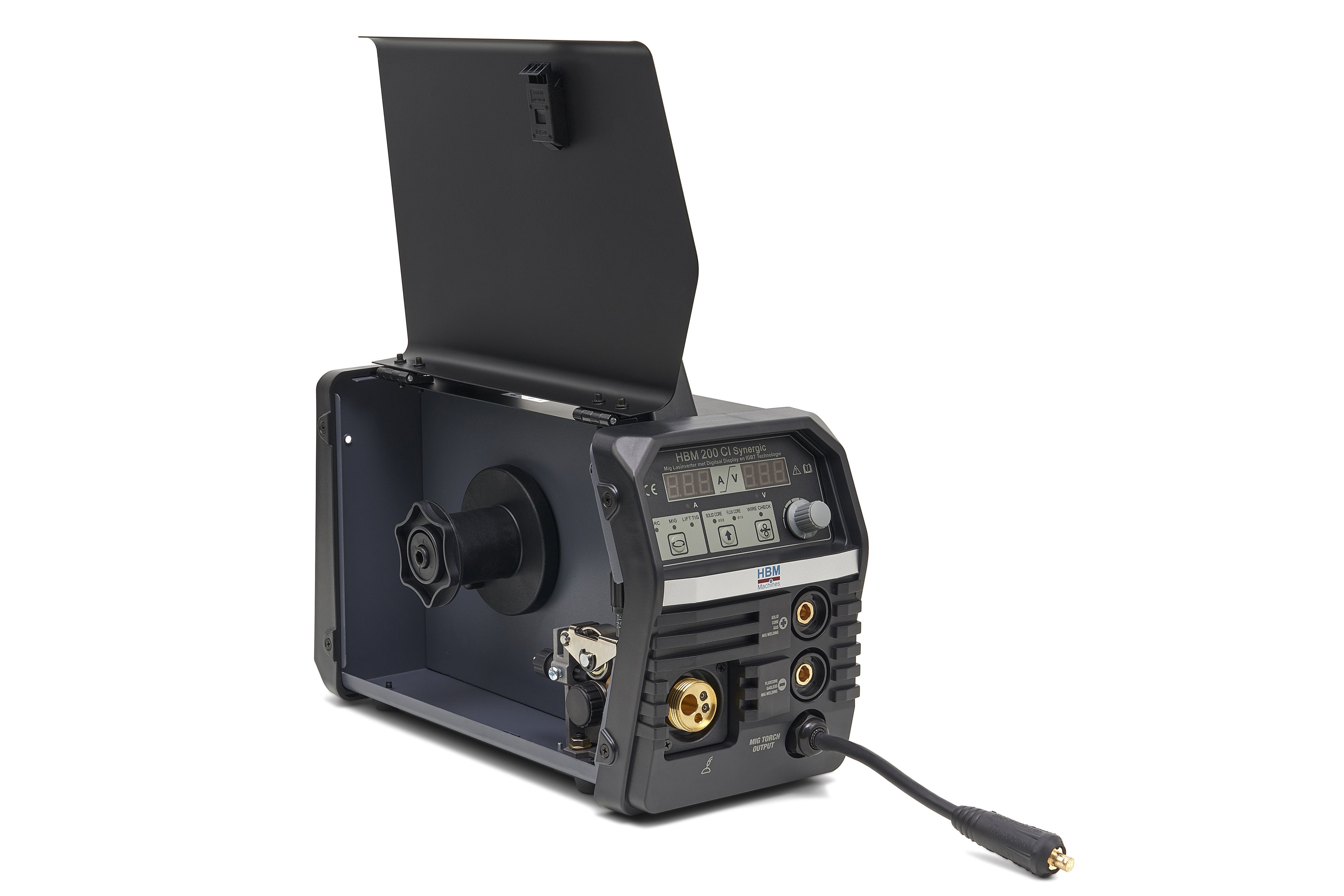 HBM 200 CI Synergic Mig Inverter per Saldatura con Display Digitale e Tecnologia IGBT Nera Image 4