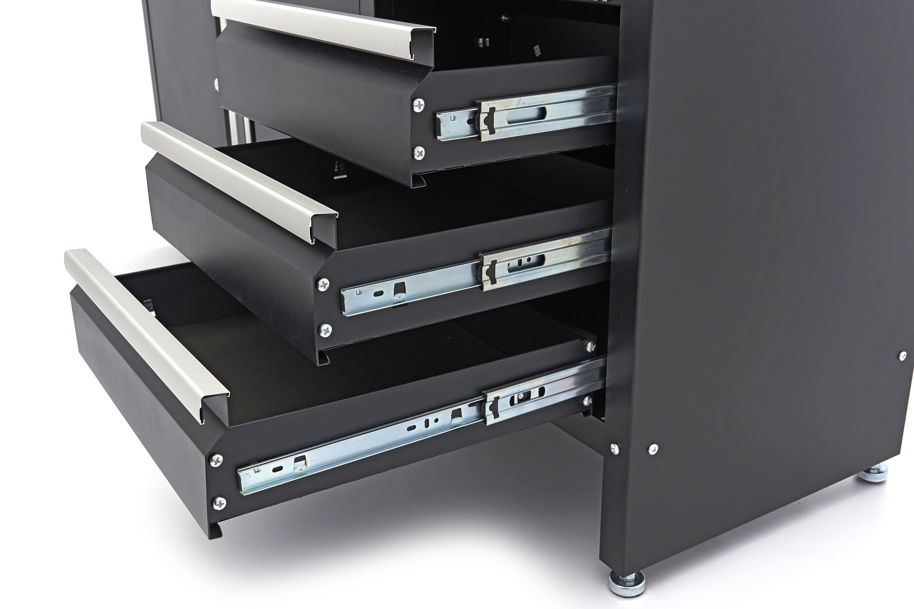 HBM Werkbank 171 cm mit 6 Schubladen und 2 Türen, massive Holzarbeitsplatte, schwarz Image 9