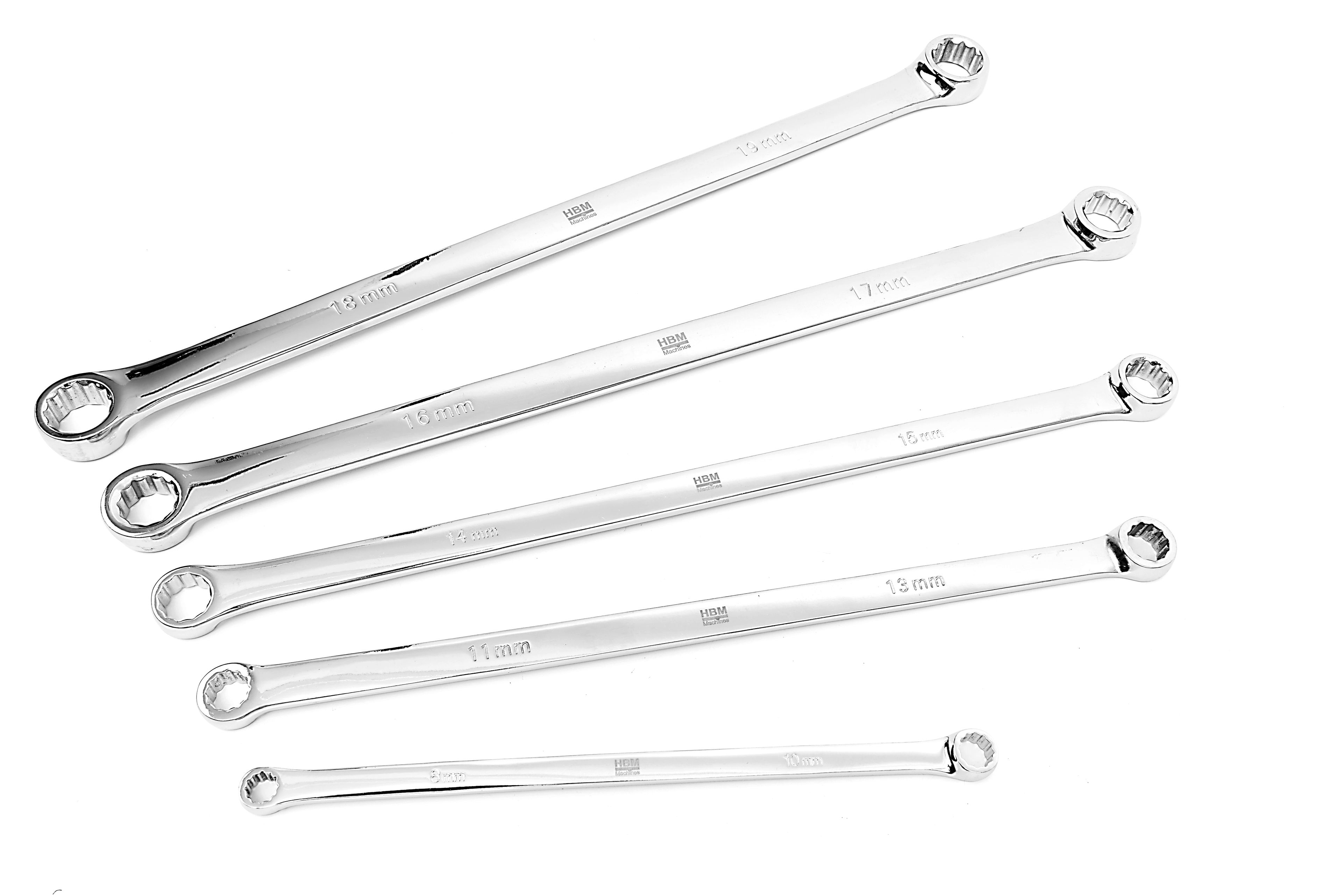 HBM extra lange ringsleutelset 8 - 19 mm, 5 -delig