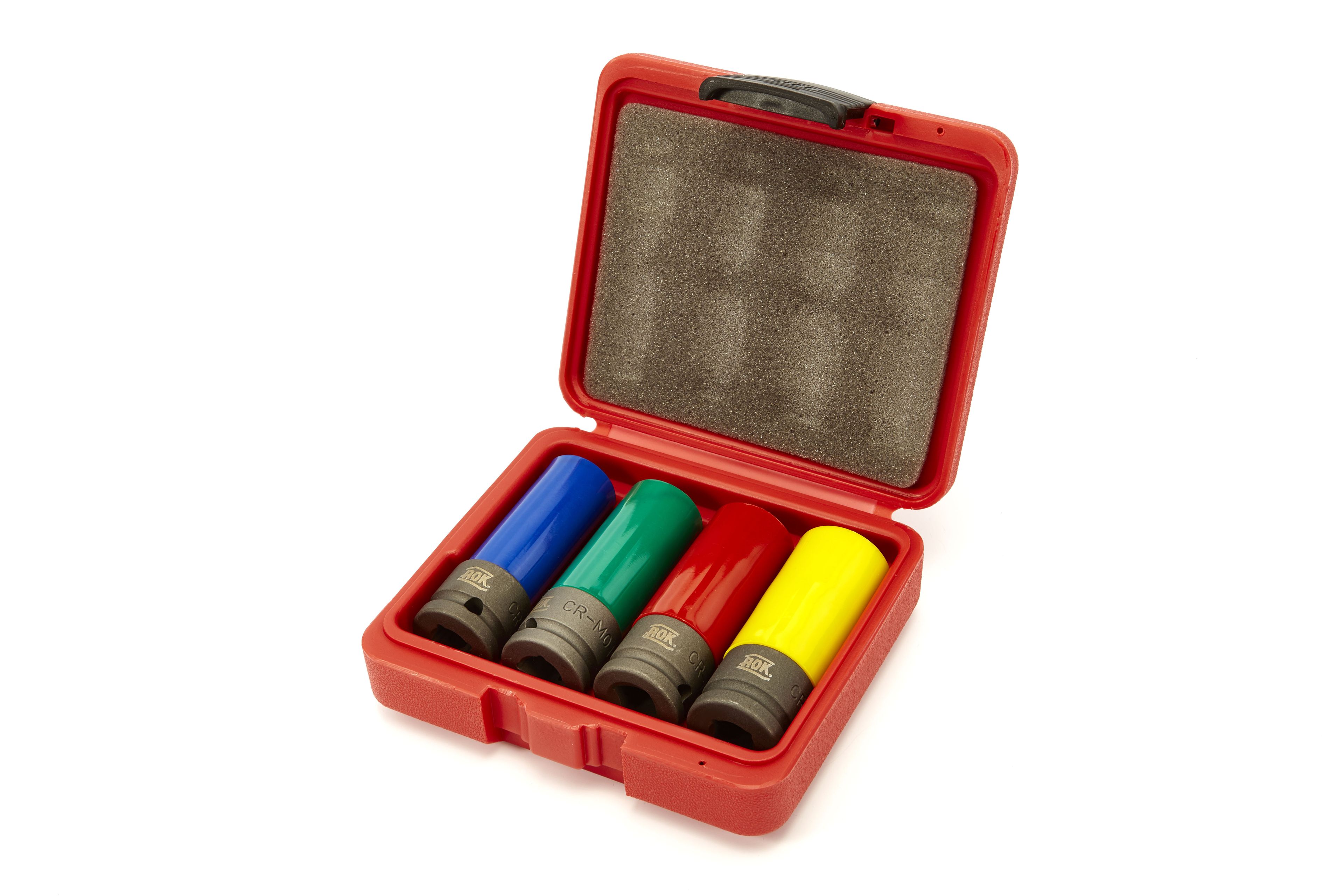 AOK Coffret de 4 douilles électriques professionnelles 1/2 inch