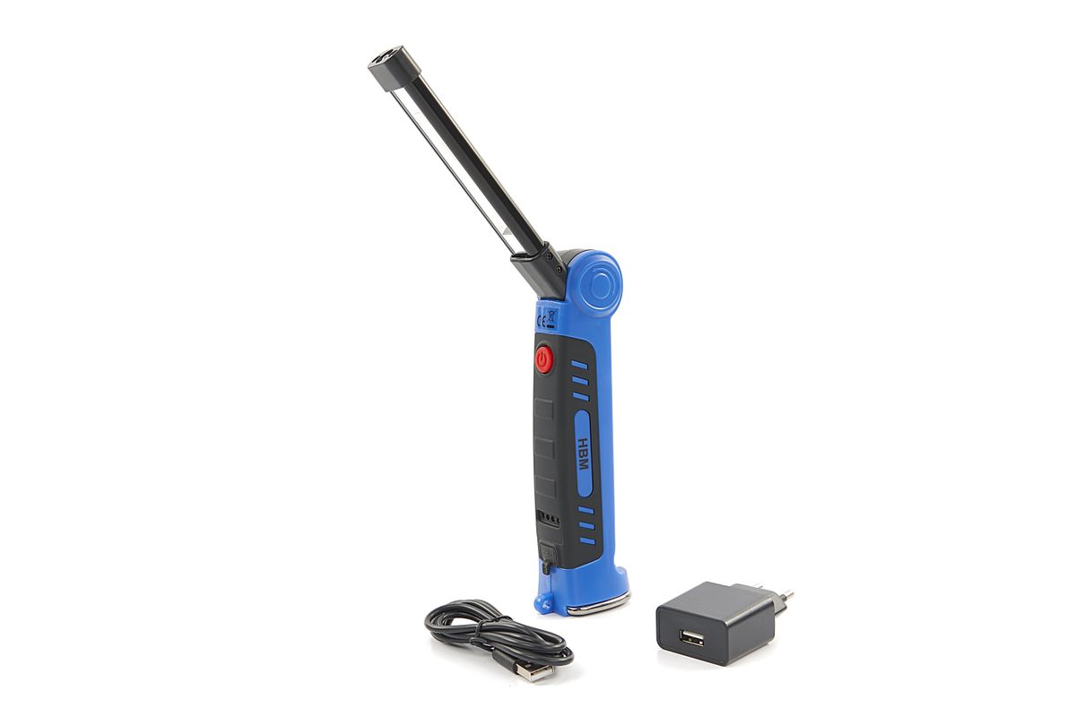 HBM 300 Lumen Profesional Lámpara LED Plegable y Recargable con Gancho y Imán