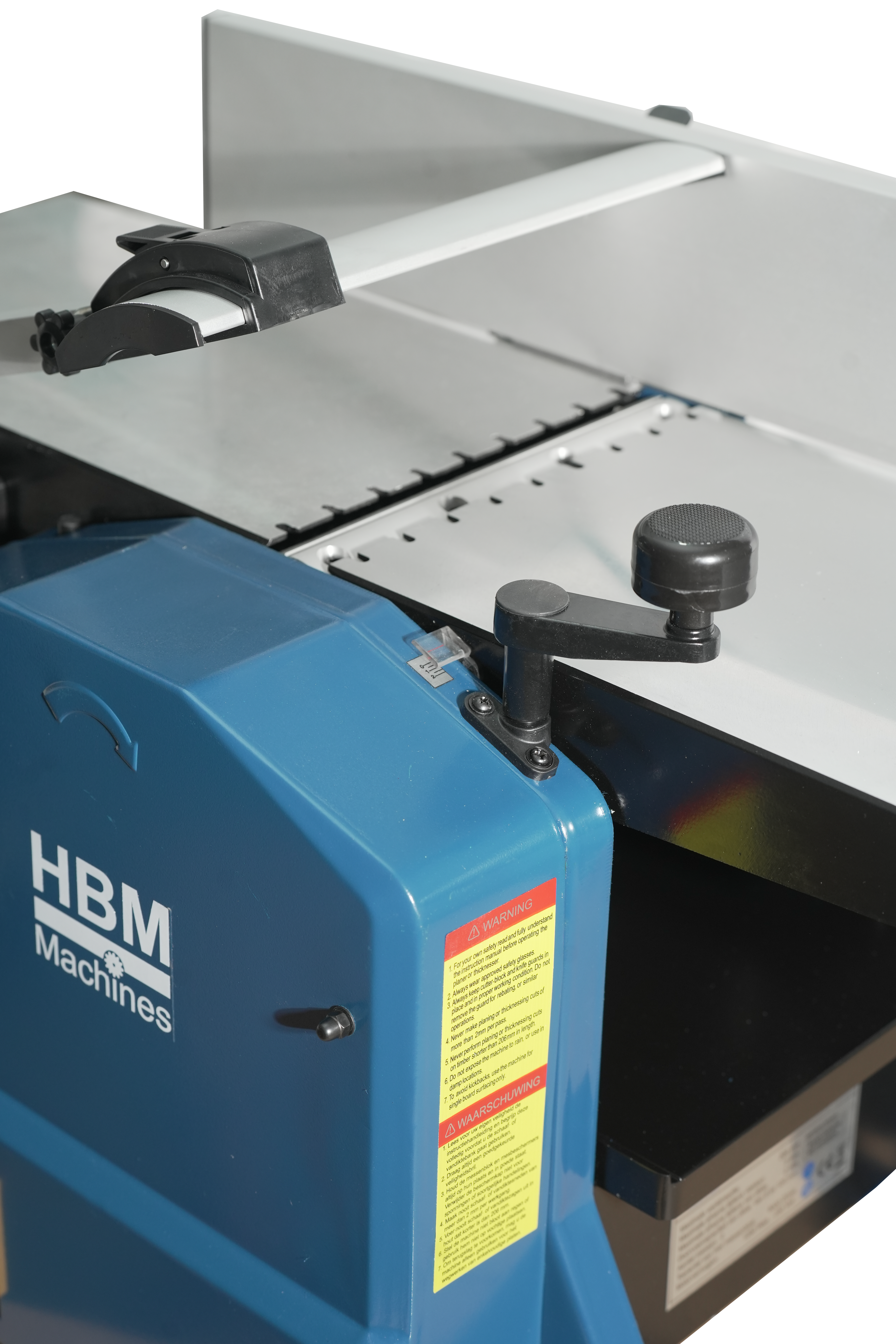 HBM 8 inch vlak- en vandiktebank – 1250W, 200mm werkbreedte, stofafzuiging Image 4