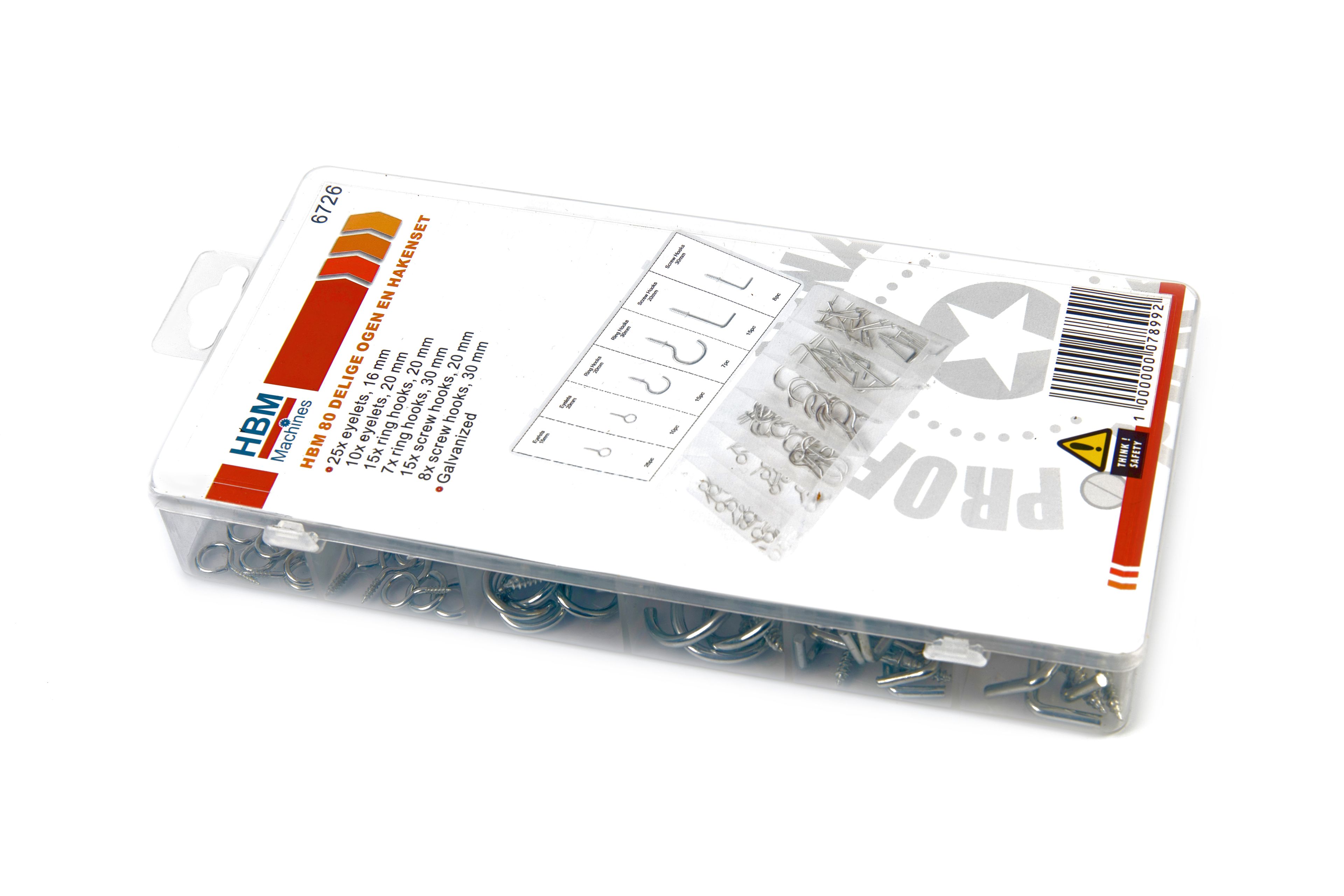 HBM Jeu de crochets à anneaux et crochets à vis de 80 pièces Image 3