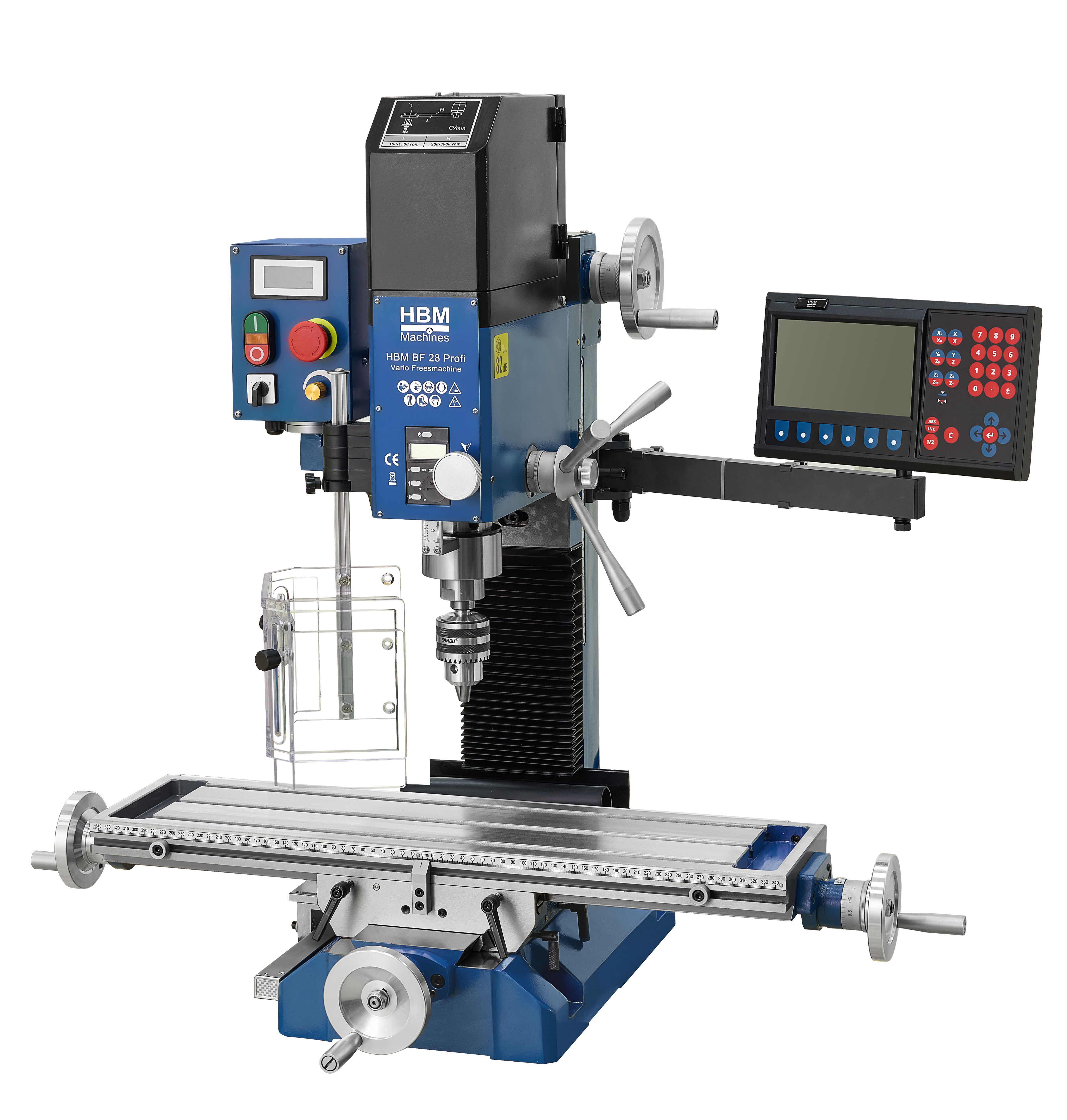 HBM freesmachine BF 28 profi vario digitale uitlezing