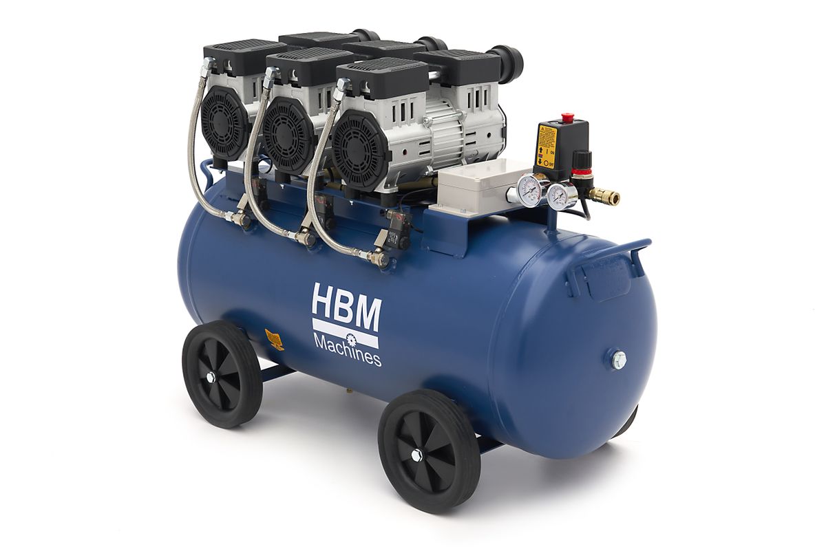 HBM Compresor silencioso sin aceite de 90 litros