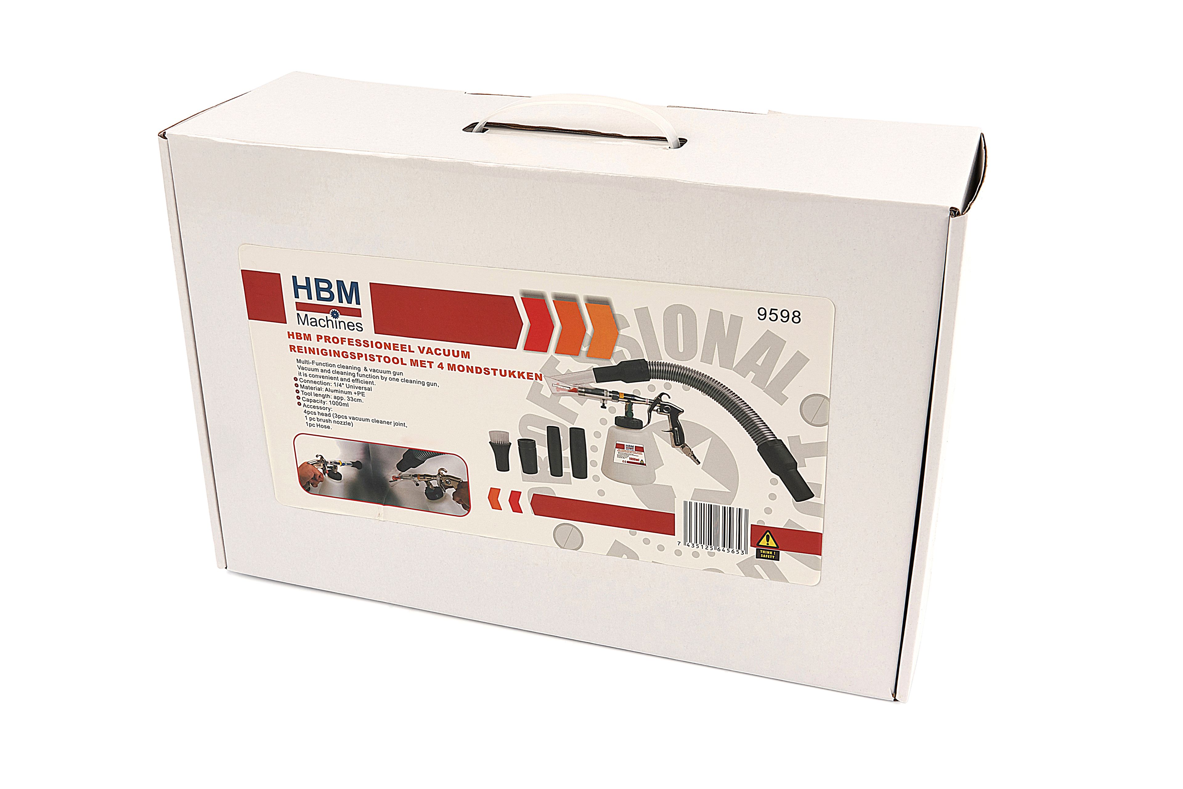 Pistola de limpieza a vacío profesional HBM con 5 boquillas Image 7