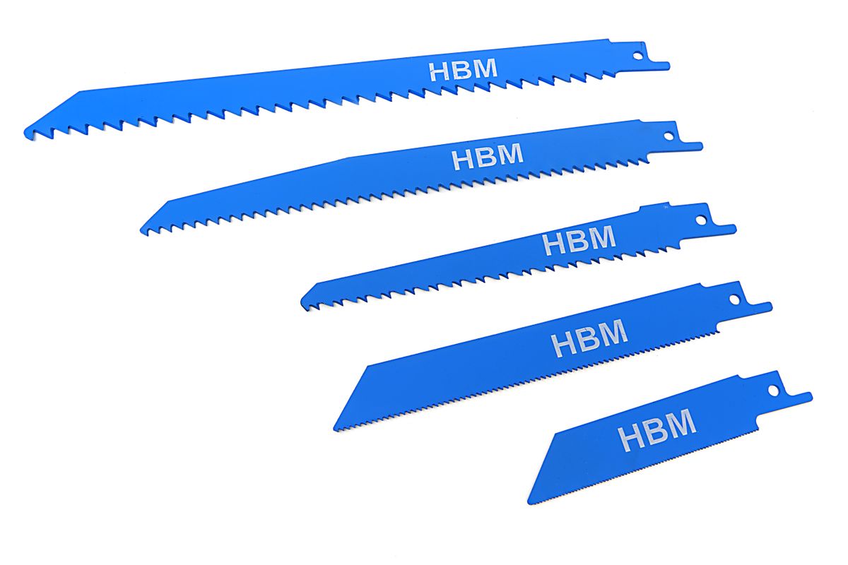 Juego de 5 hojas de sierra HBM para HBM Profi 600W Mini sierra recíproca