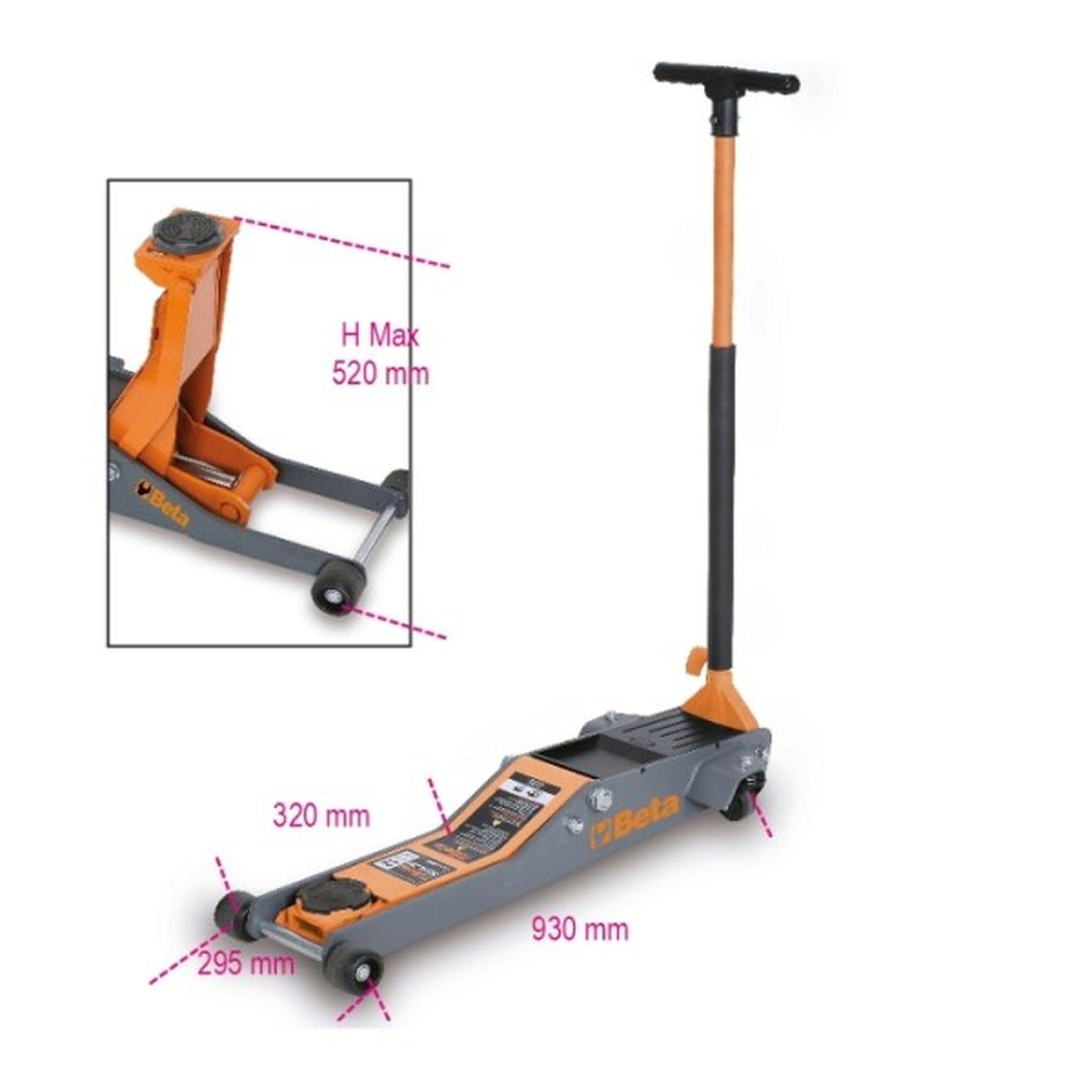 Beta lange en lage hydraulische garagekrik, 2 ton, 3029L/2T Image 5