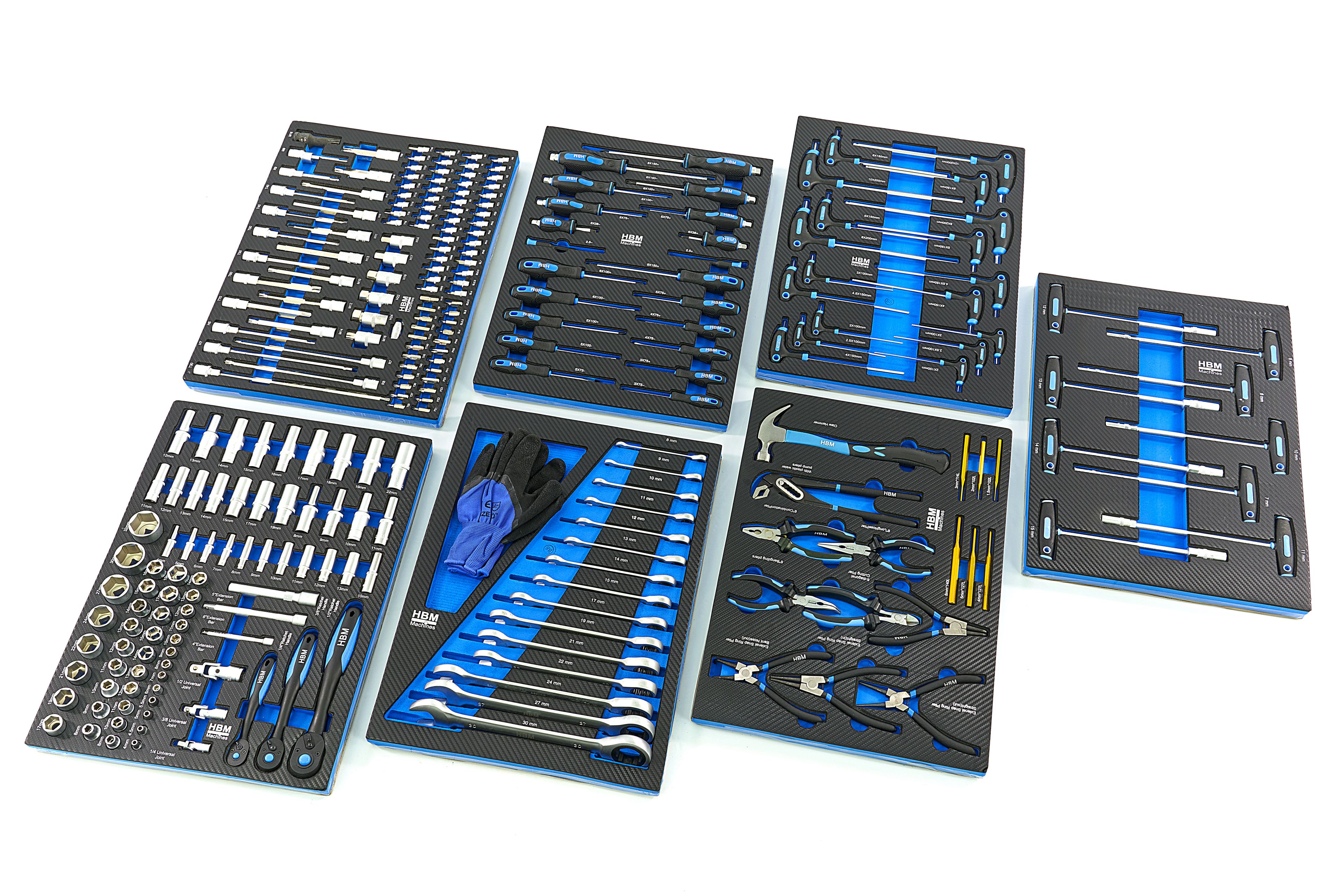 HBM 262 Delige Premium Gereedschapsvulling voor Gereedschapswagen - BLAUW