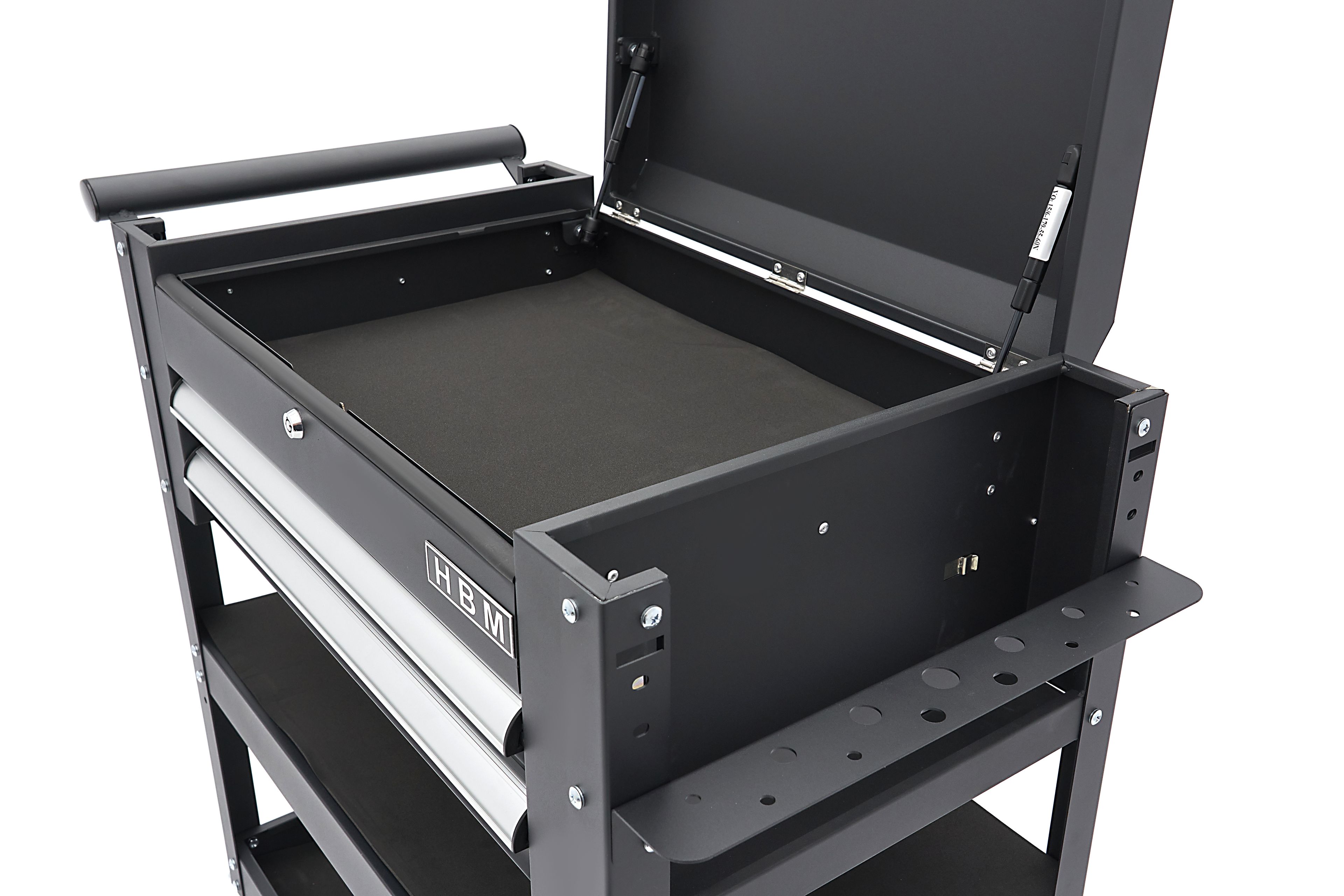 Carro de herramientas HBM con compartimento de almacenamiento, 2 cajones y 2 estantes, 90 cm Image 7