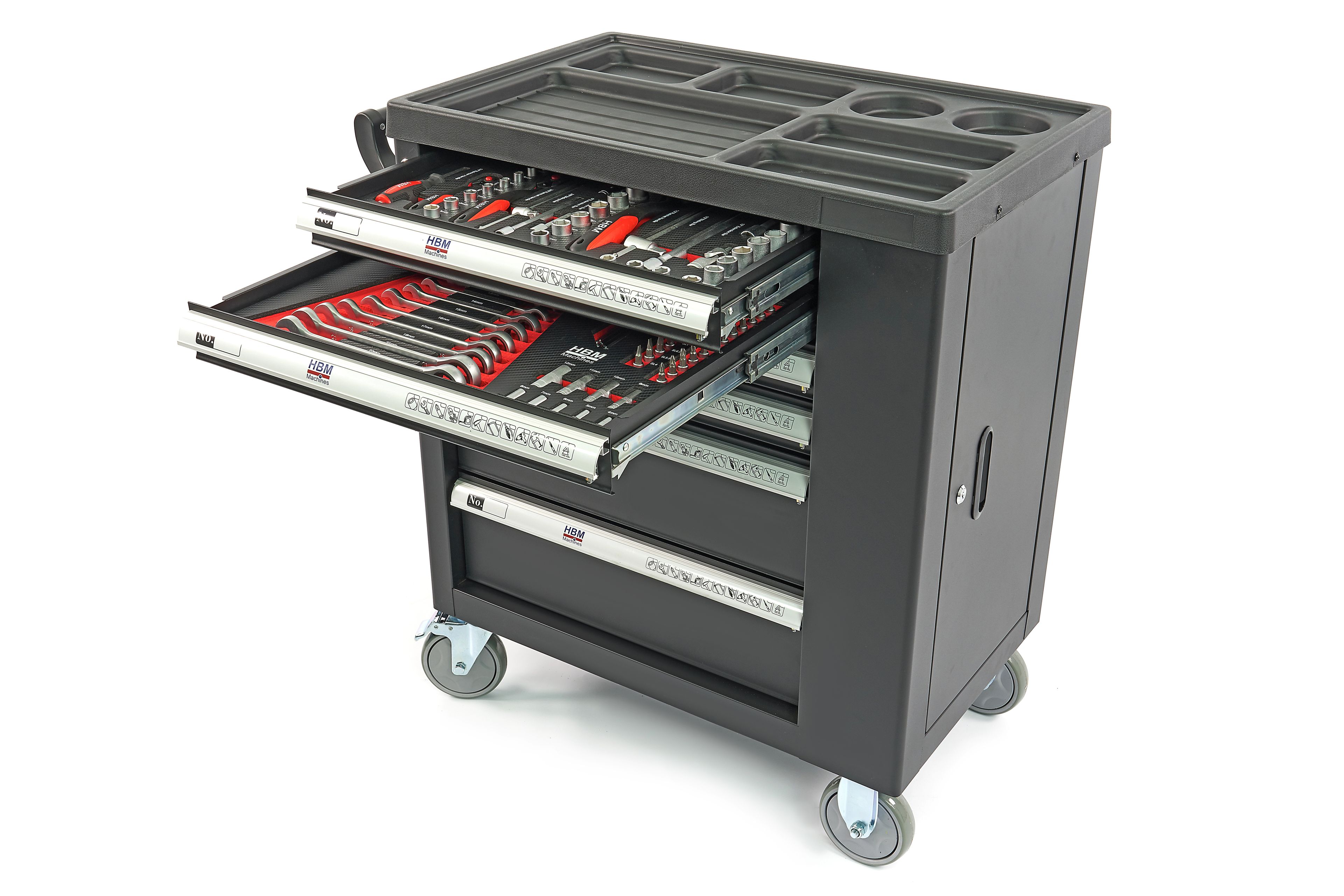 Carro de herramientas lleno HBM Premium con puerta - 154 piezas Image 21