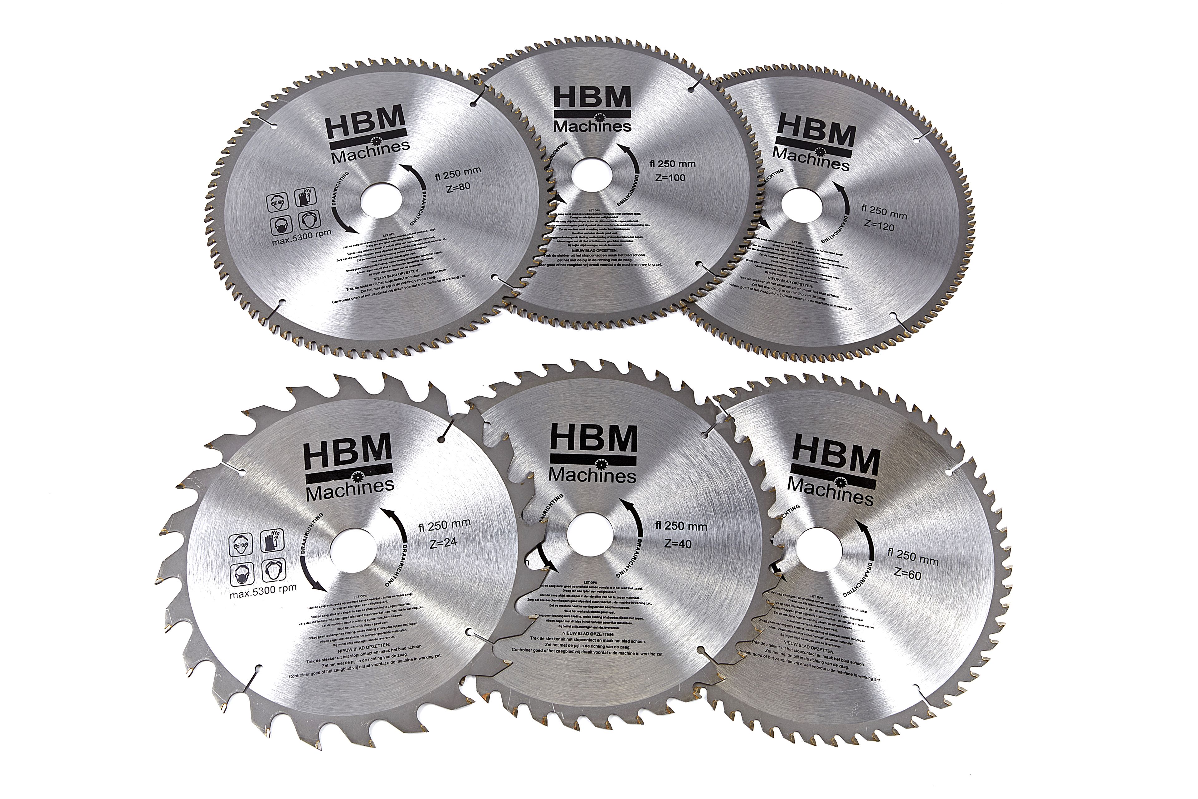 Lames de scie circulaire HBM HM 250 mm pour bois 100 dents Image 1