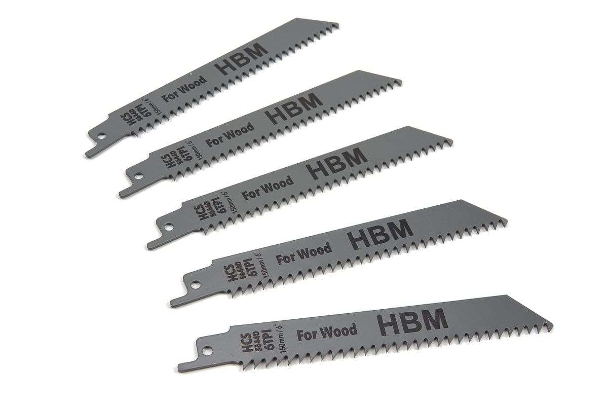 HBM 5 piezas de 150 mm. Juego de hojas de sierra recíproca de 6 TPI para madera