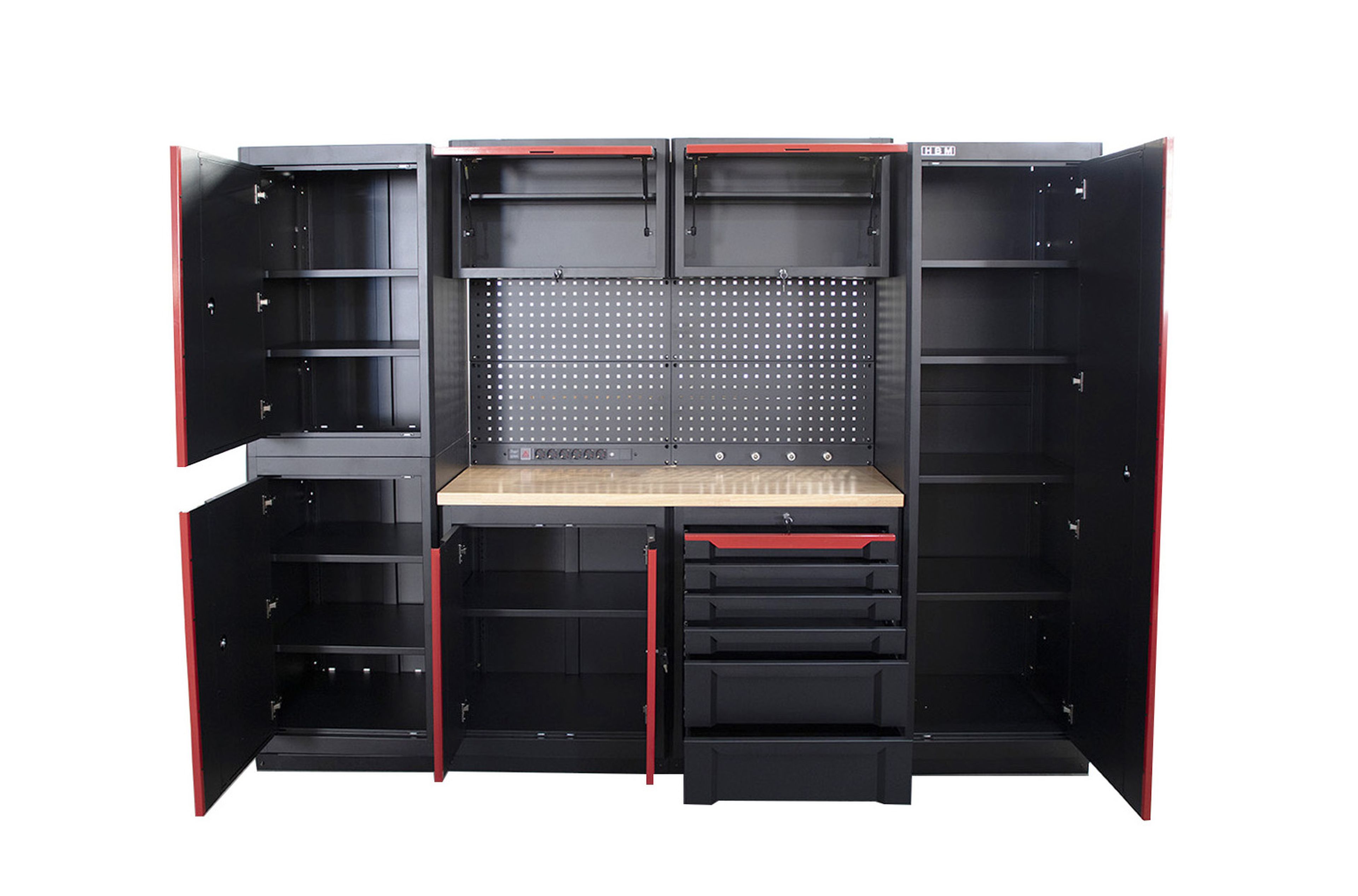 HBM expert modulair werkplaatssysteem, 10-delig, zwart rood Image 9