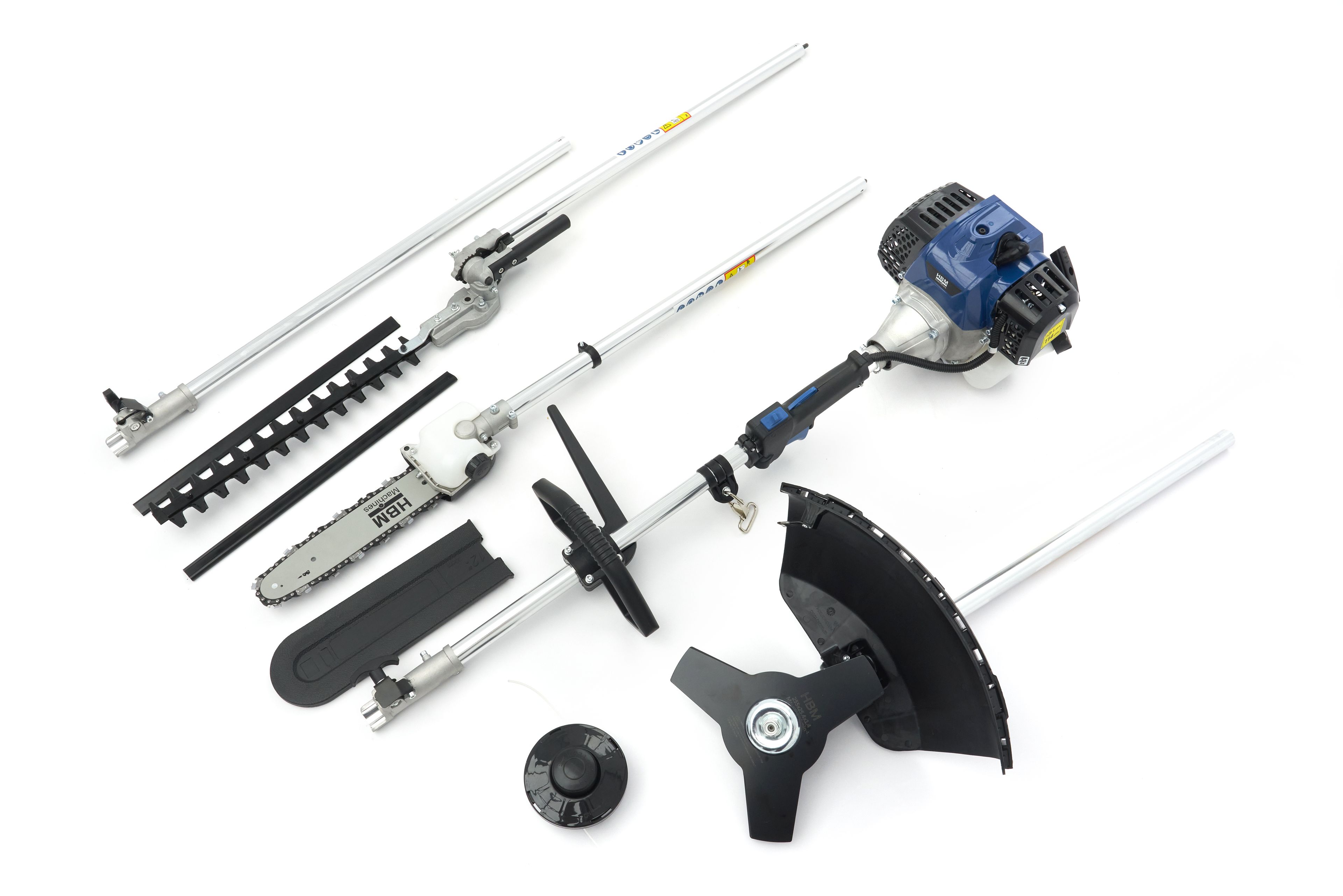 HBM 4 in 1 Bosmaaier / grastrimmer / heggenschaar / kettingzaag / boomzaag - 42,7 cc
