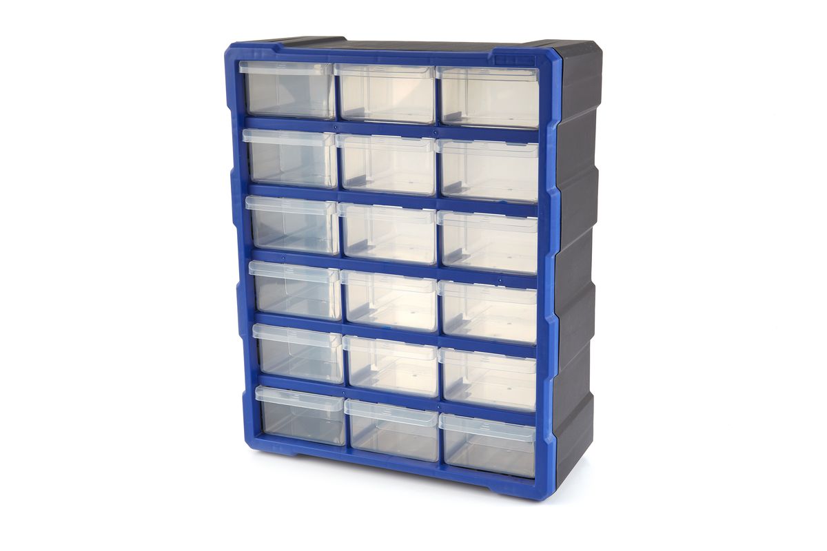 HBM 18-Schubladen-Schrank, Kleinteilemagazin, Sortimentsschrank, Lagersystem