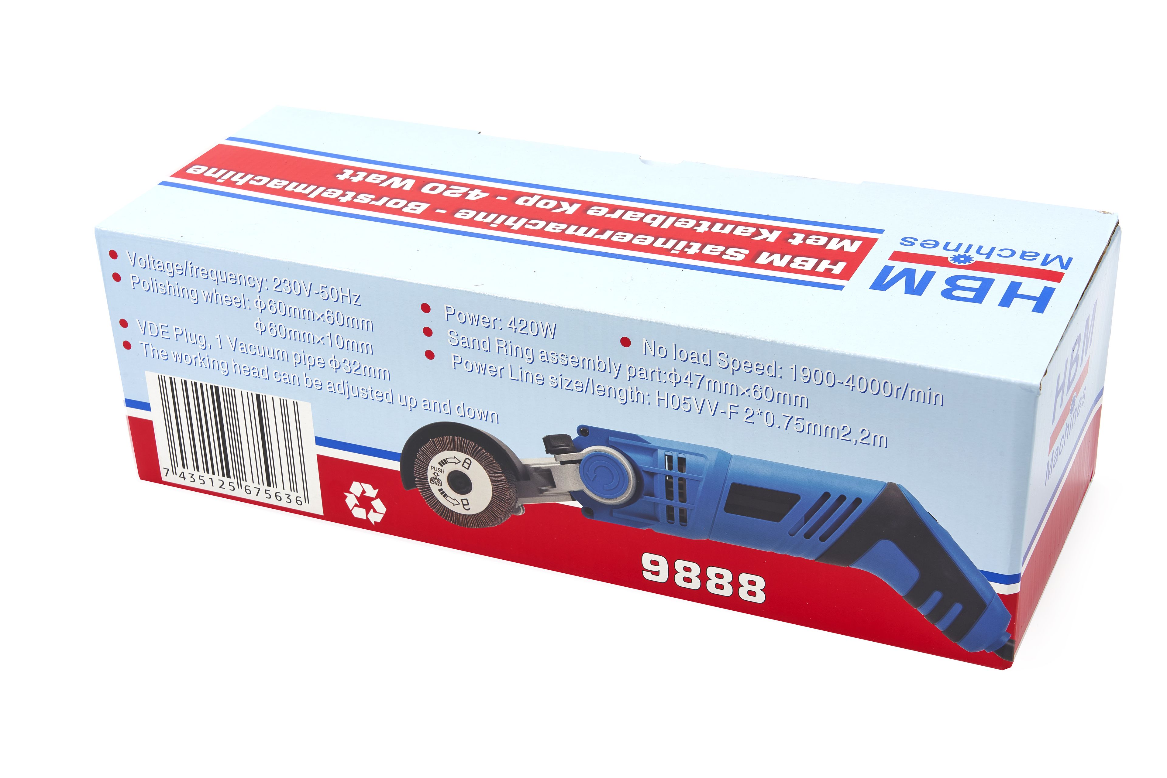 HBM Satineermachine - Borstelmachine Met Kantelbare Kop - 420 Watt Image 12