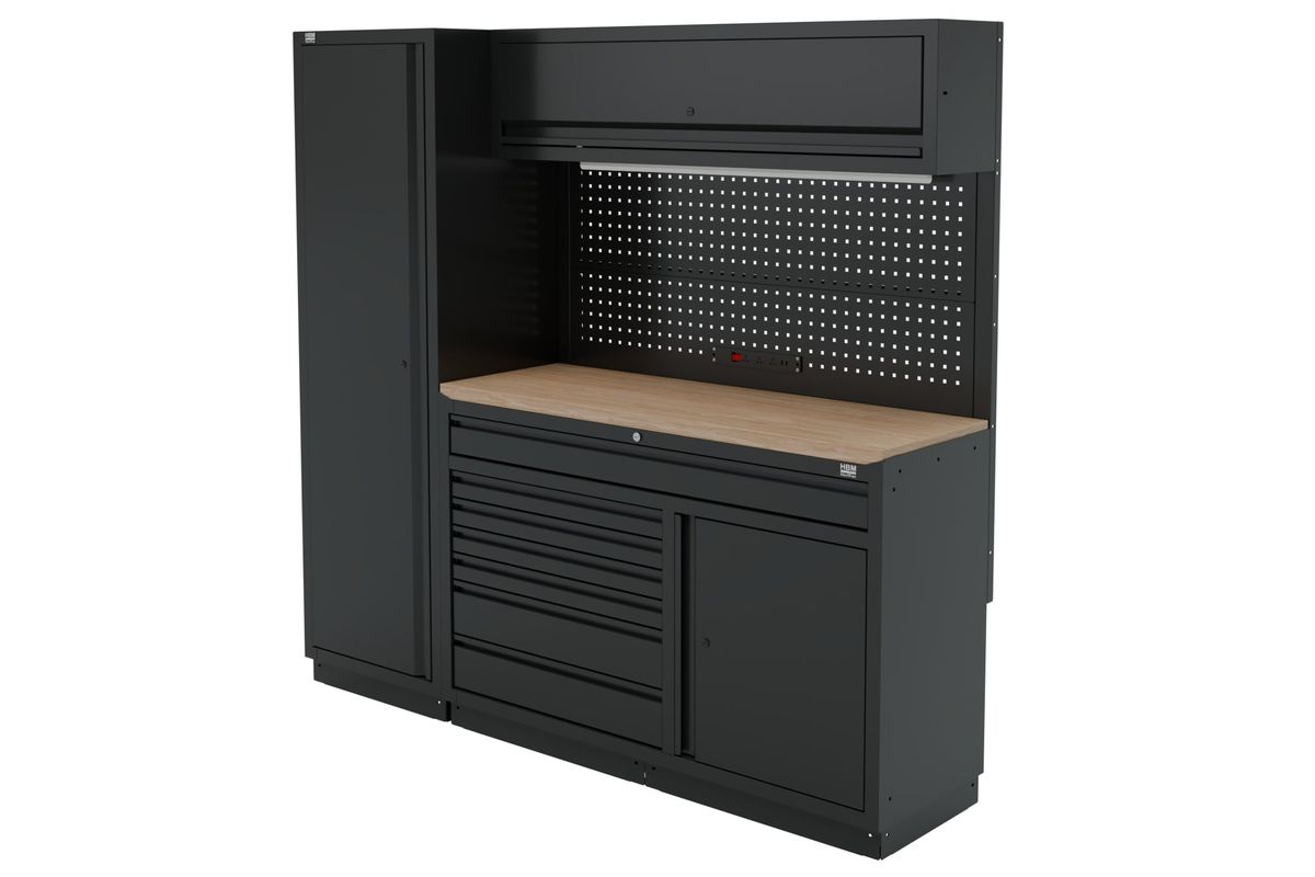 Sistema de mesa de trabajo modular HBM de 6 piezas, negro