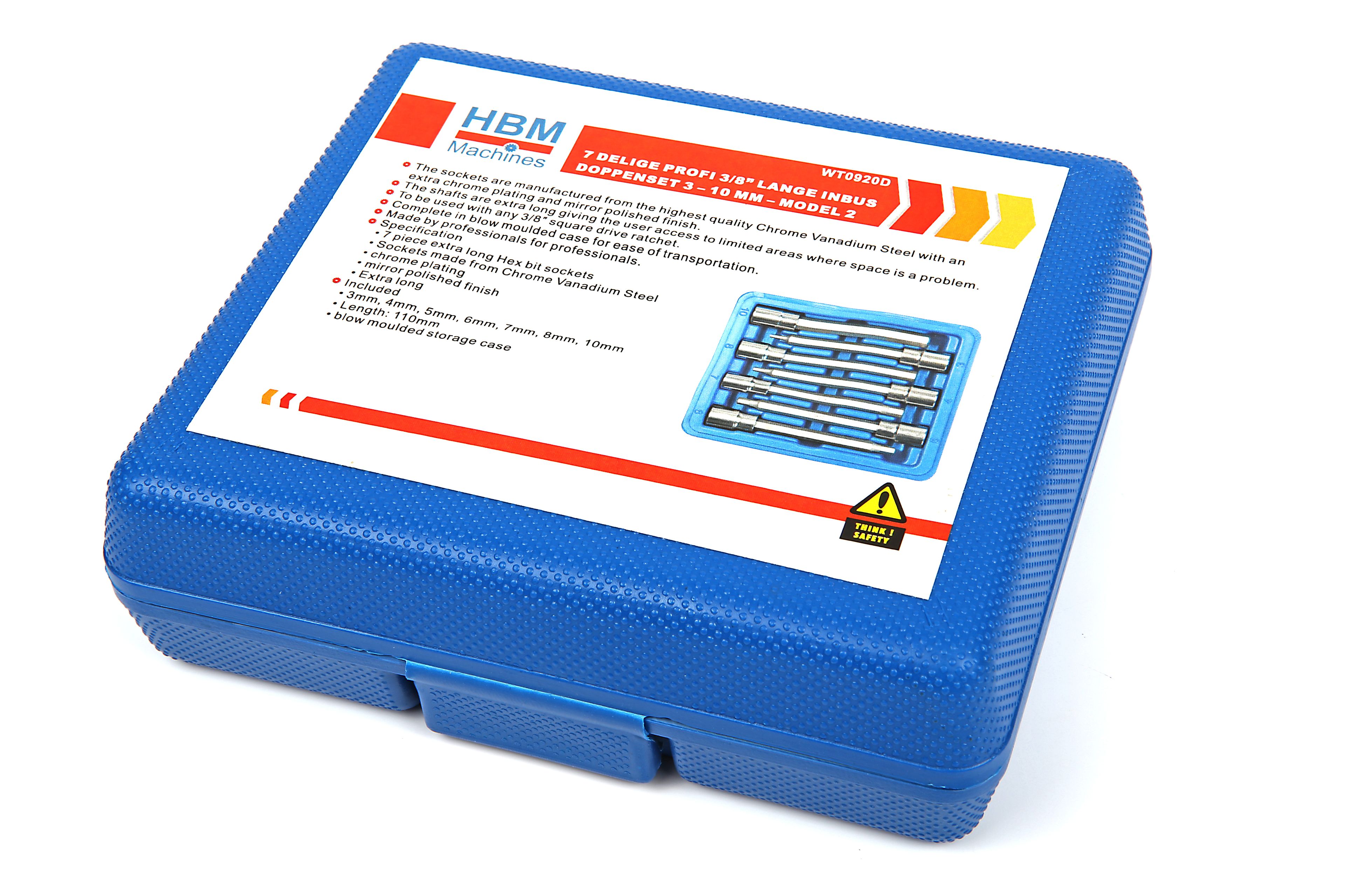 HBM 7er-Pack Profi 3/8 inch Langer Steckschlüsselsatz 3 - 10 mm Modell 2 Image 3