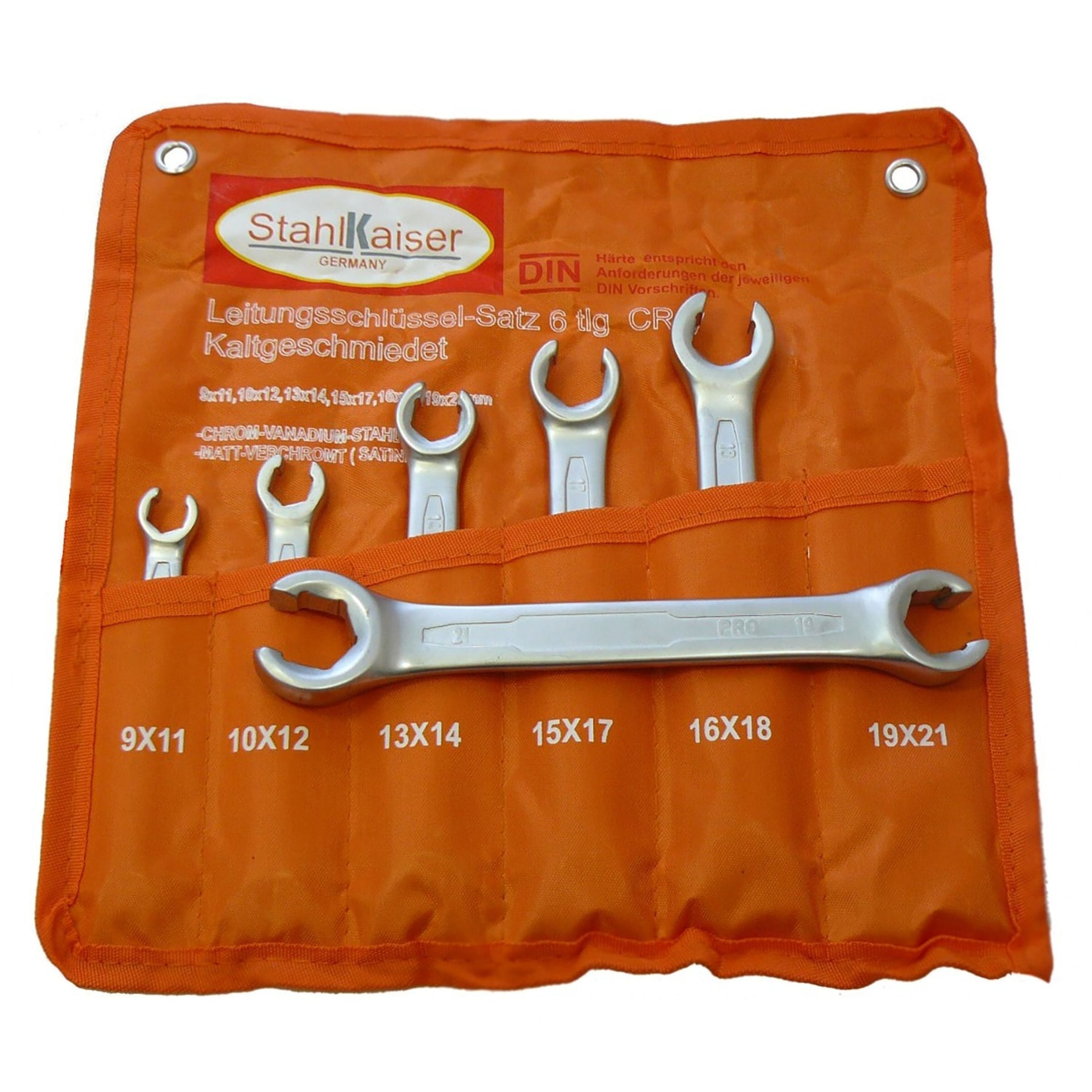 Stahlkaiser - Jeu de 6 clés professionnelles à anneau ouvert pour conduites de frein Image 4