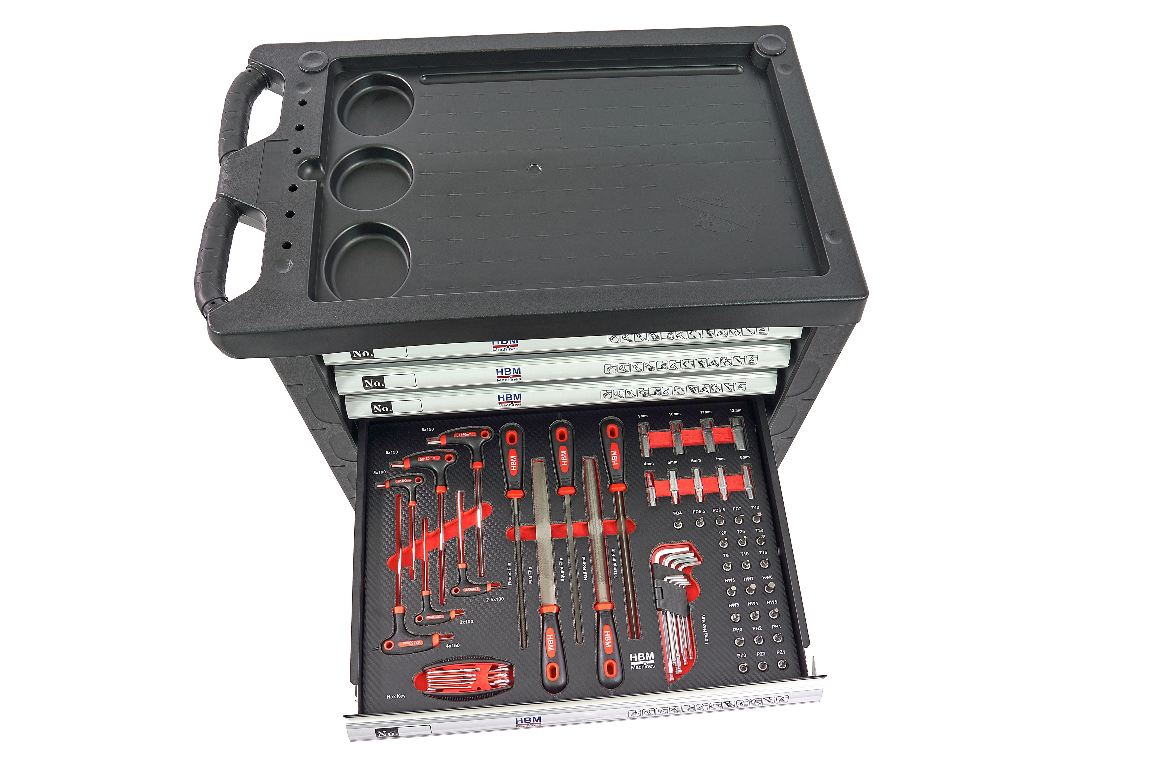 HBM carro de herramientas lleno 196 piezas, negro Image 10
